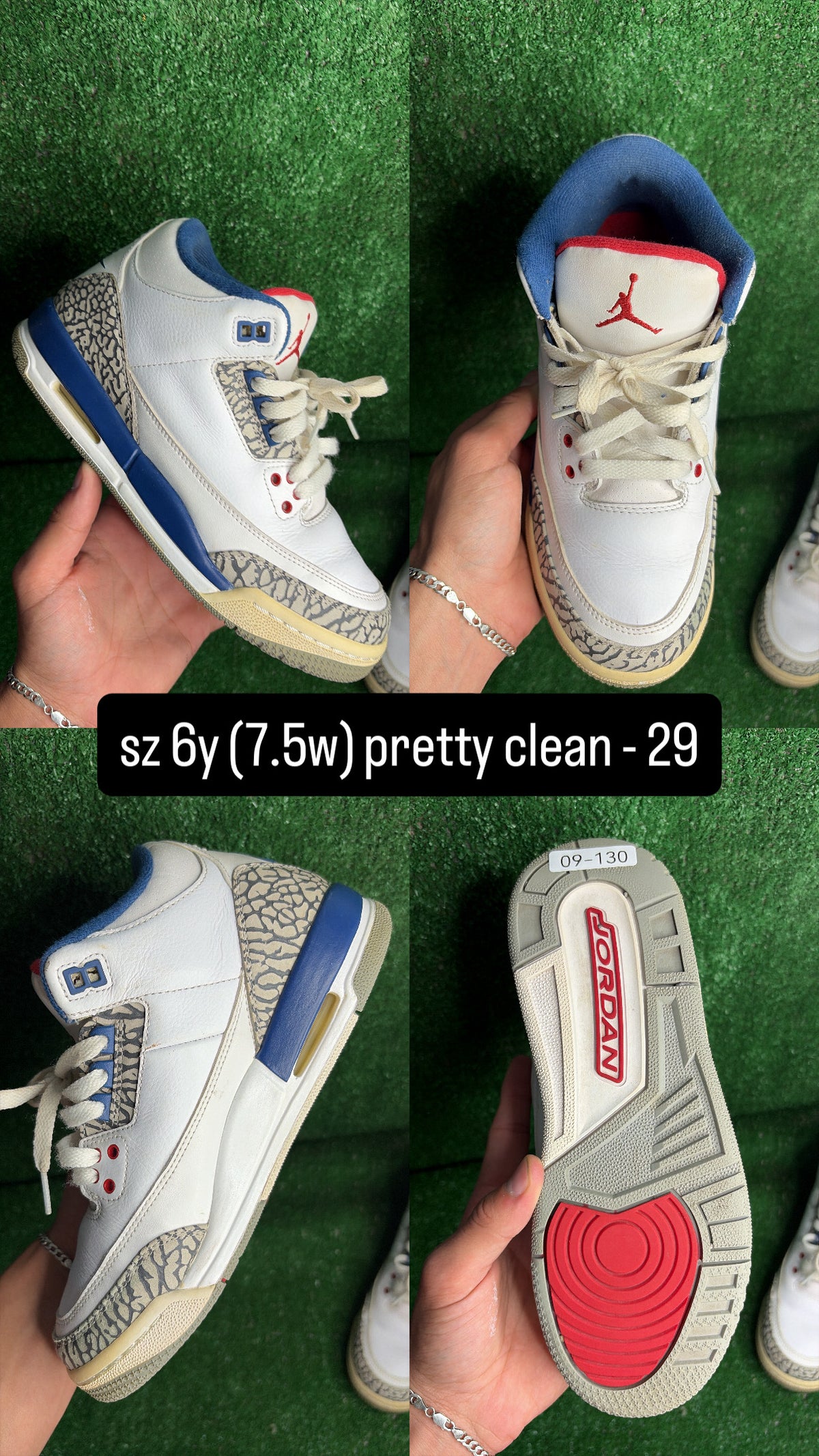 Jordan 3 True Blue Size 6y (7.5w)