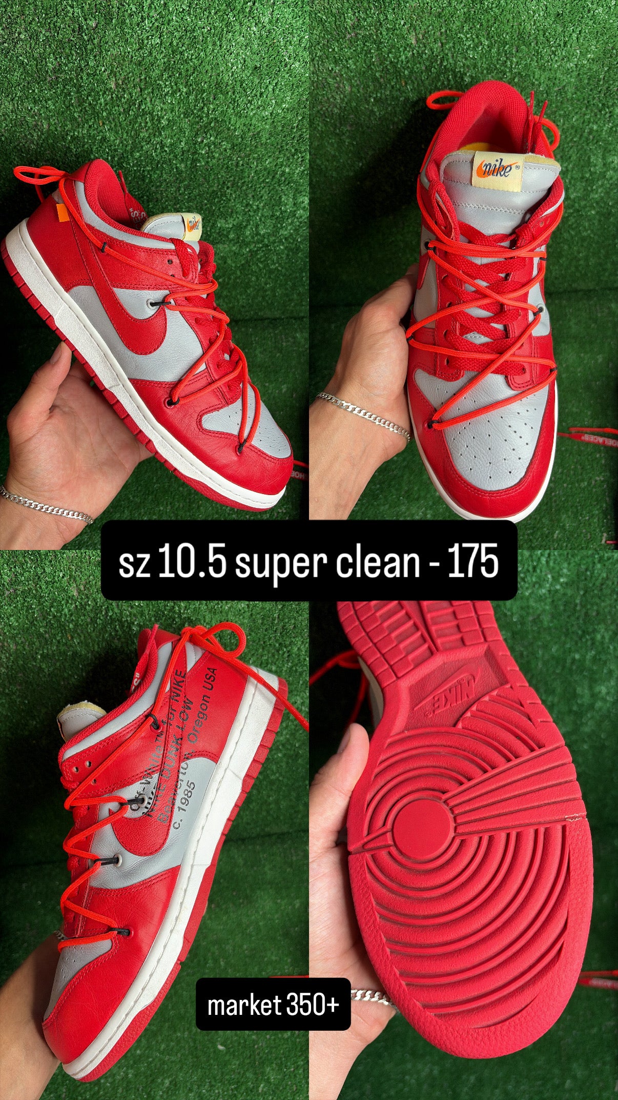Nike Dunk Low Off White University Red Size 10.5
