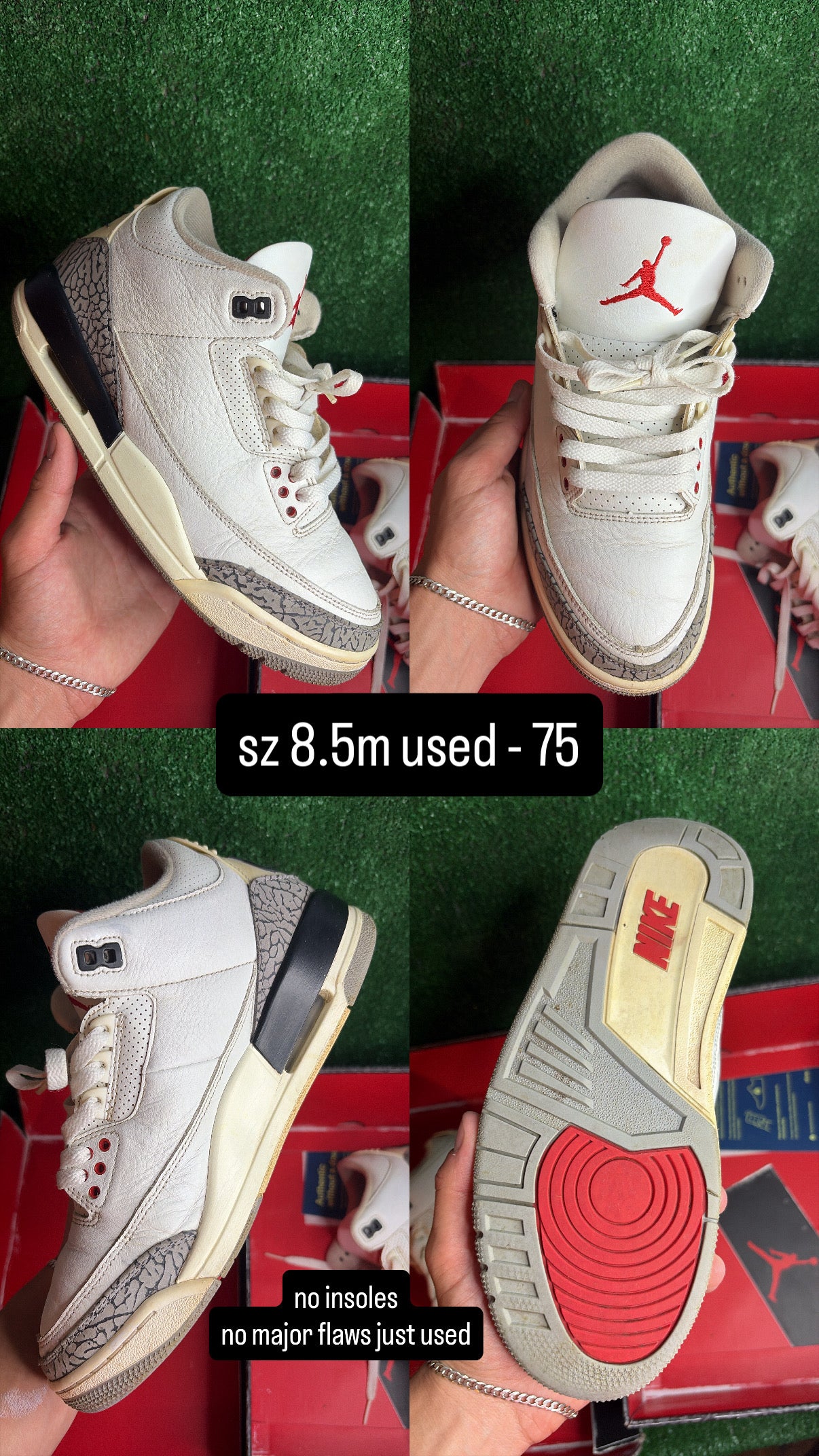 Jordan 3 White Cement Size 8.5