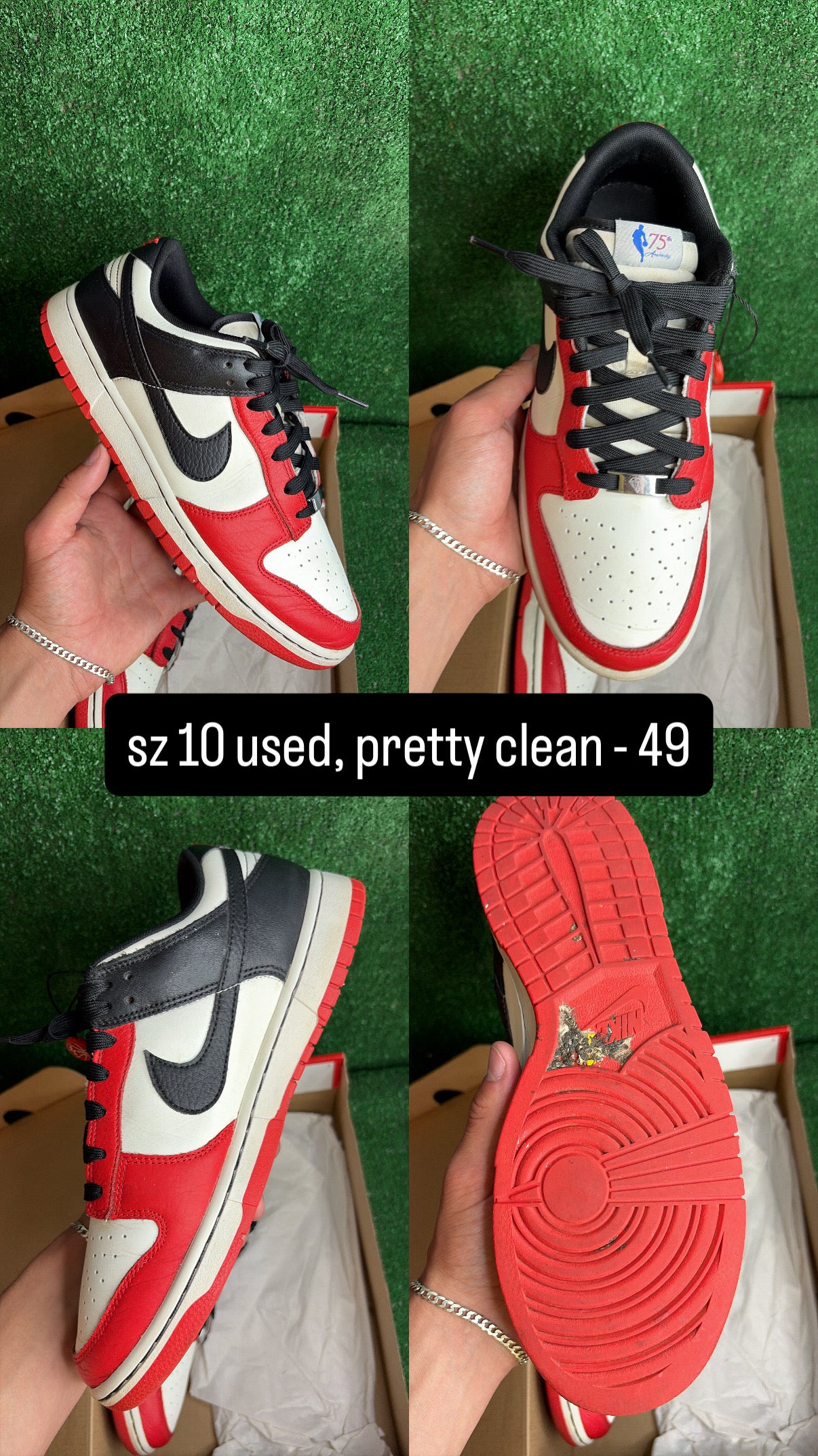 Nike Dunk Low Chicago EMB Size 10