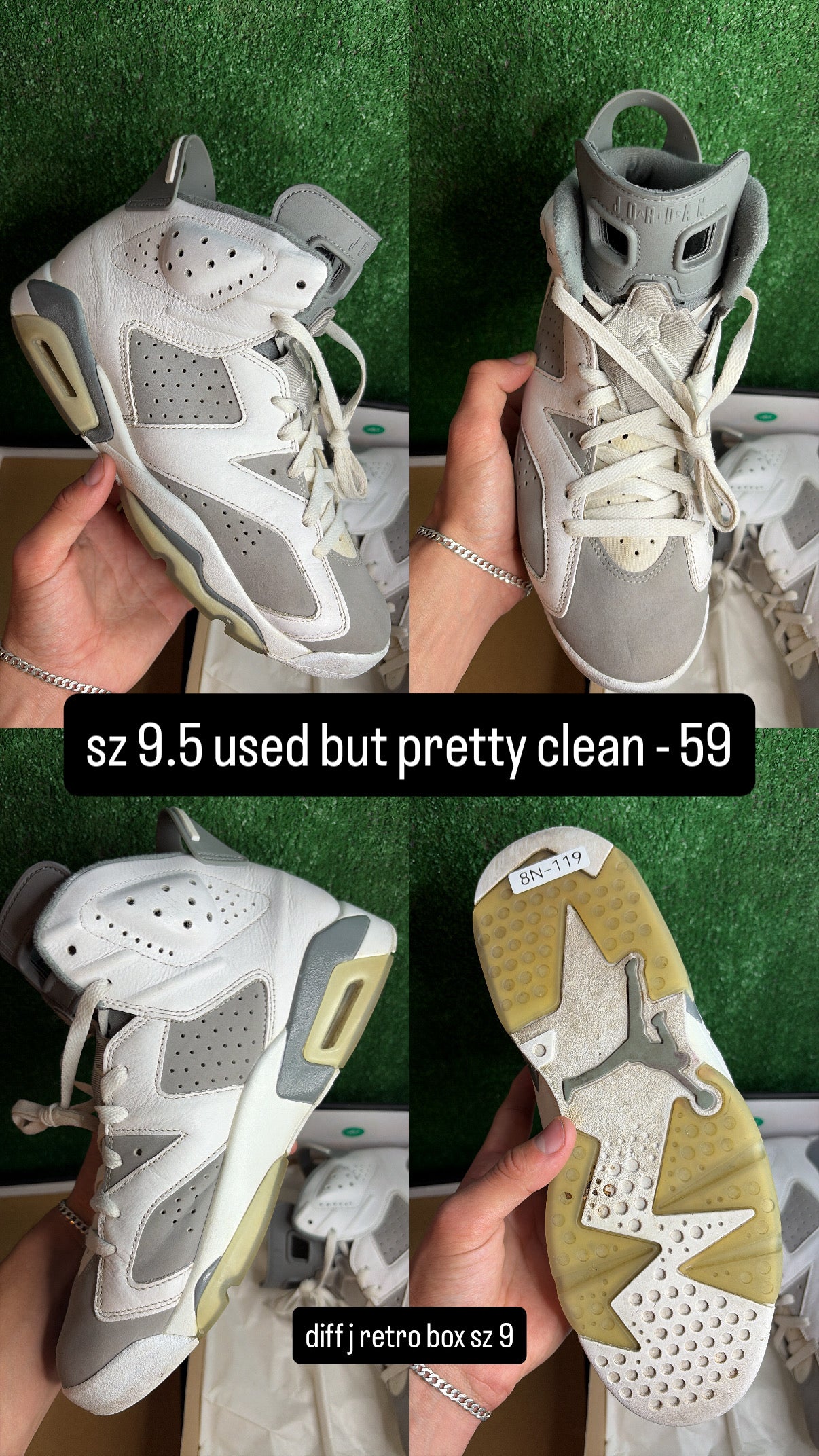 Jordan 6 Cool Grey Size 9.5