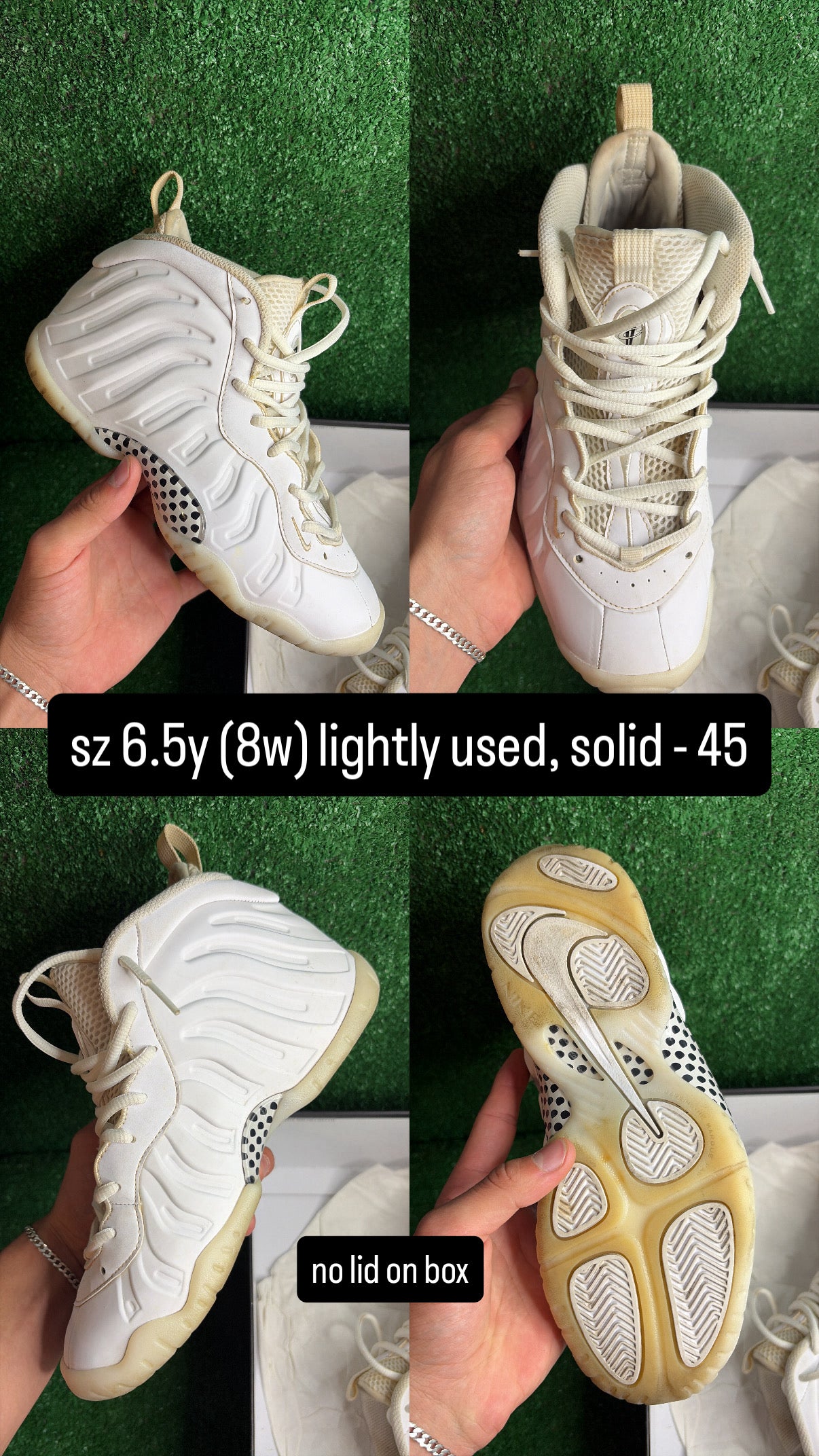 Nike Foamposite Triple White Size 6.5y (8w)