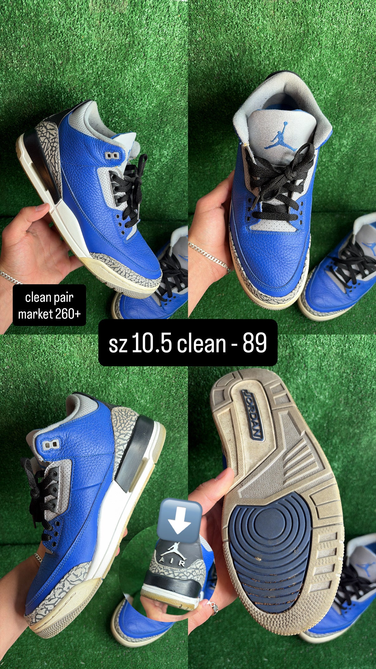 Jordan 3 Varsity Royal Cement Size 10.5