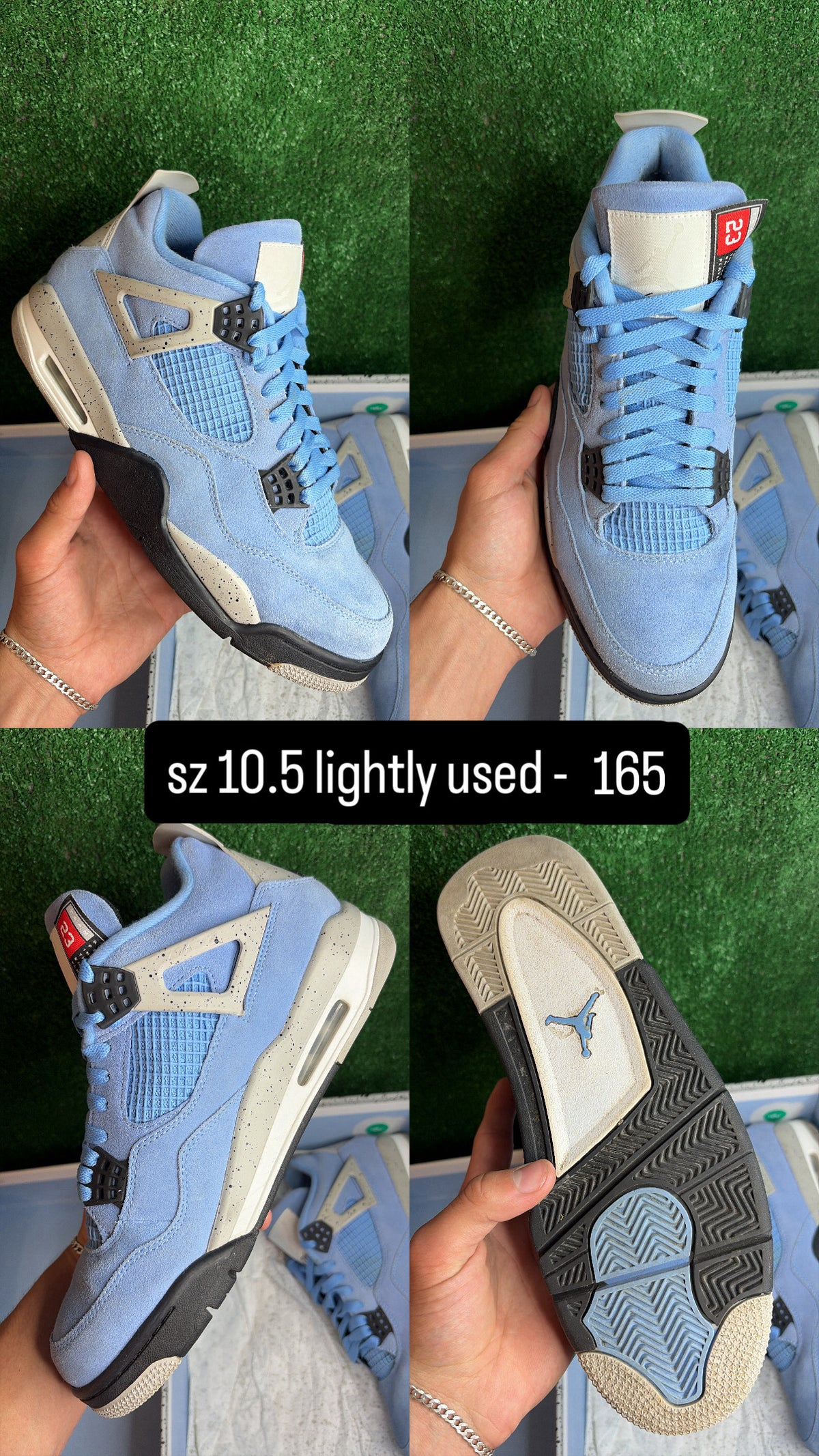 Jordan 4 University Blue Size 10.5
