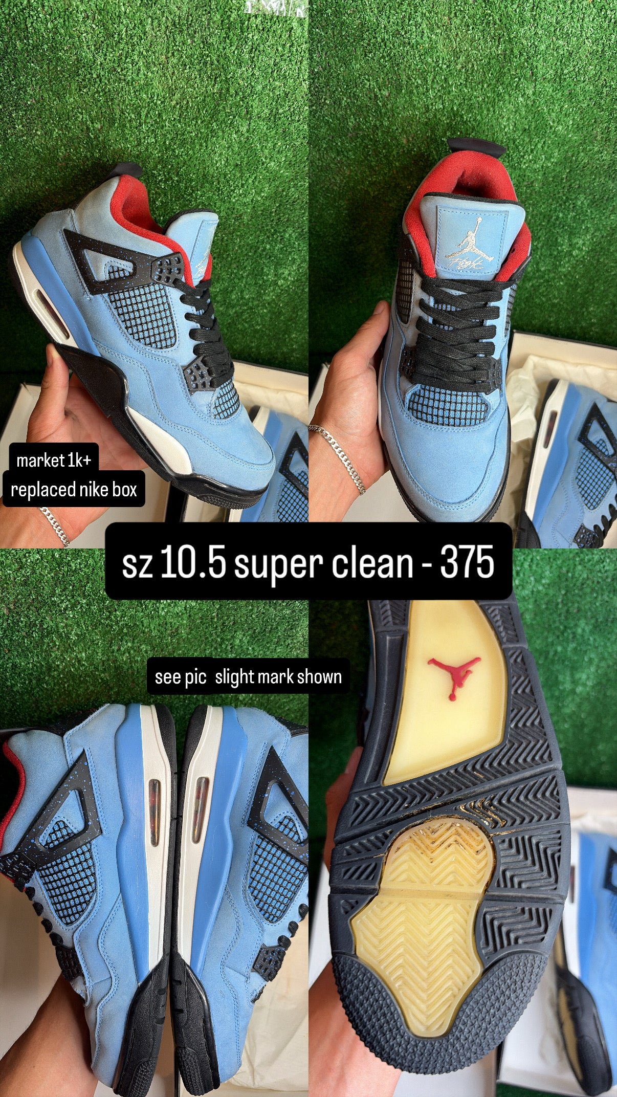 Jordan 4 Travis Scott Cactus Jack Size 10.5