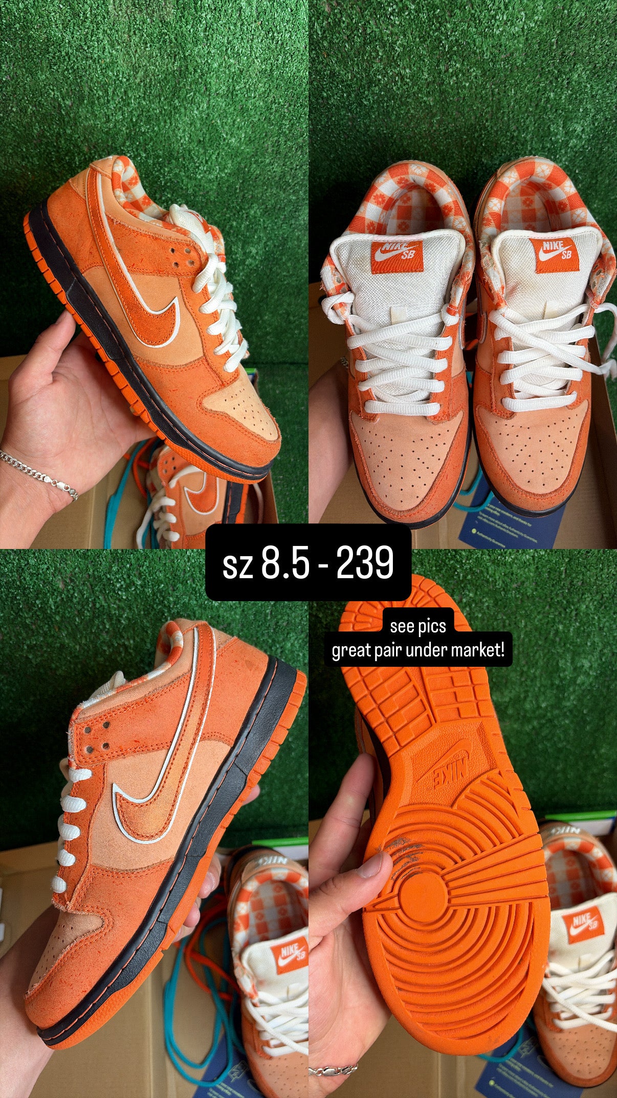 Nike Dunk Low SB Orange Lobster Size 8.5