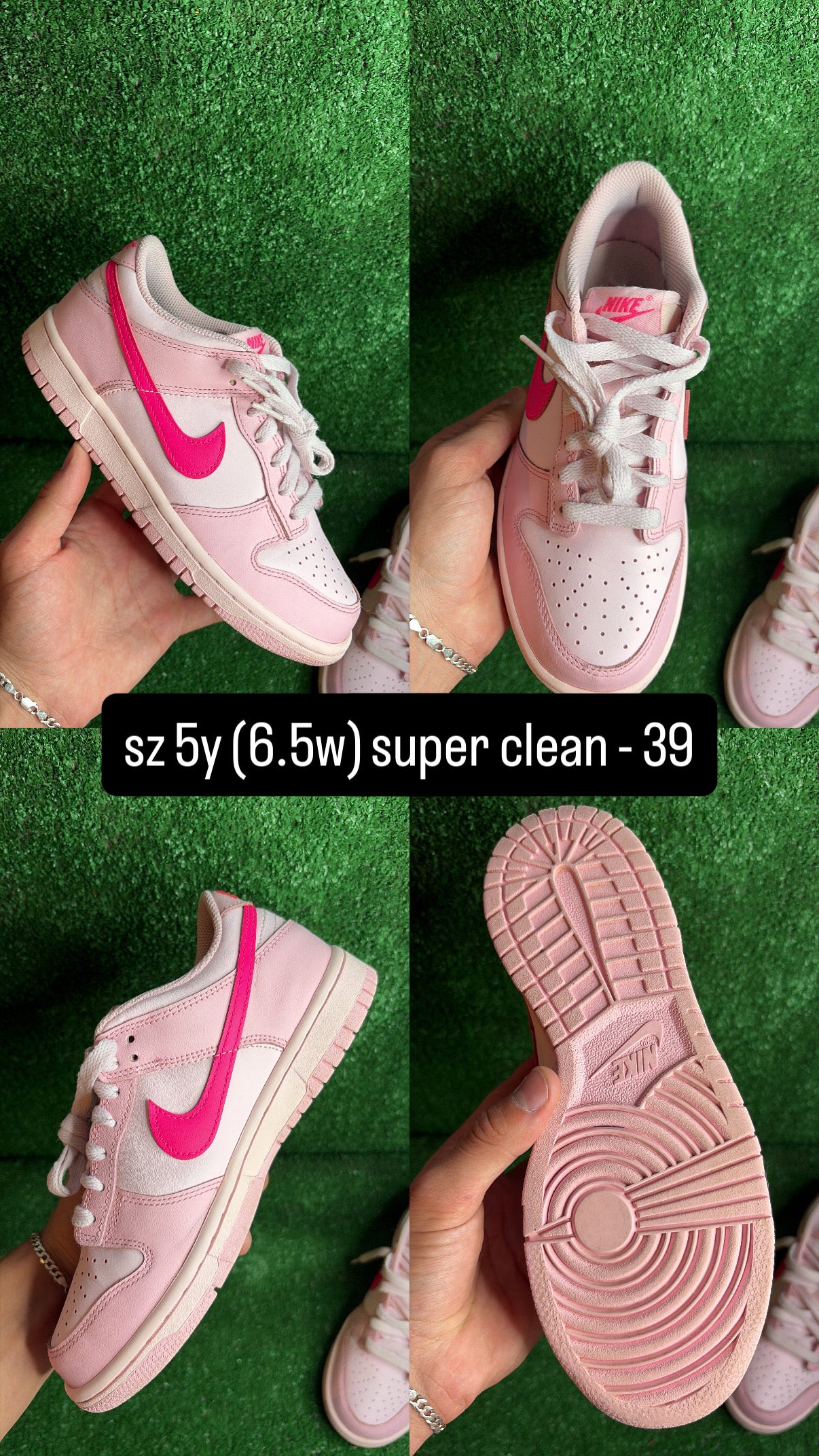 Nike Dunk Low Triple Pink Size 5y (6.5w)