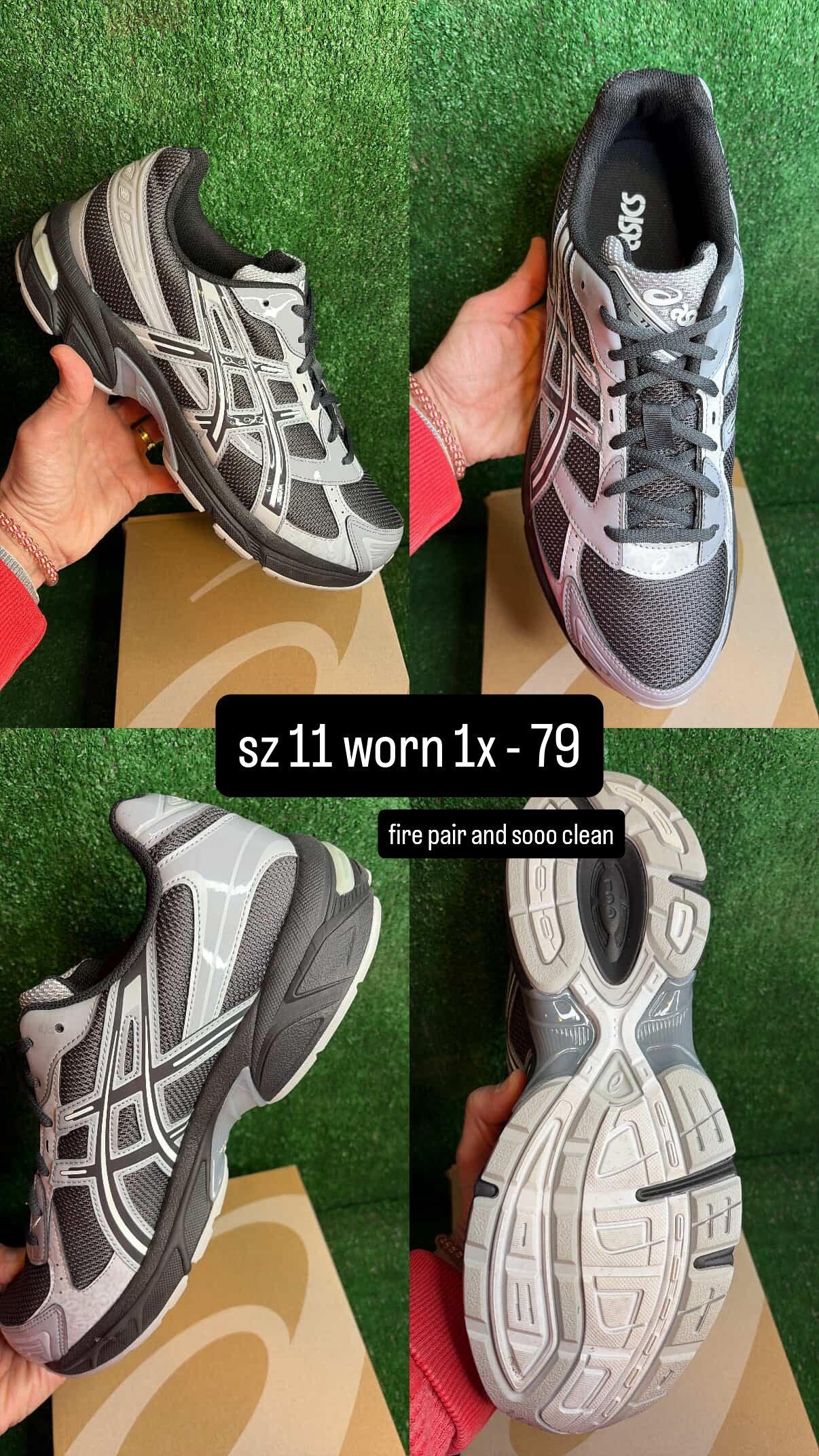 Asics 1130 Black Grey Size 11