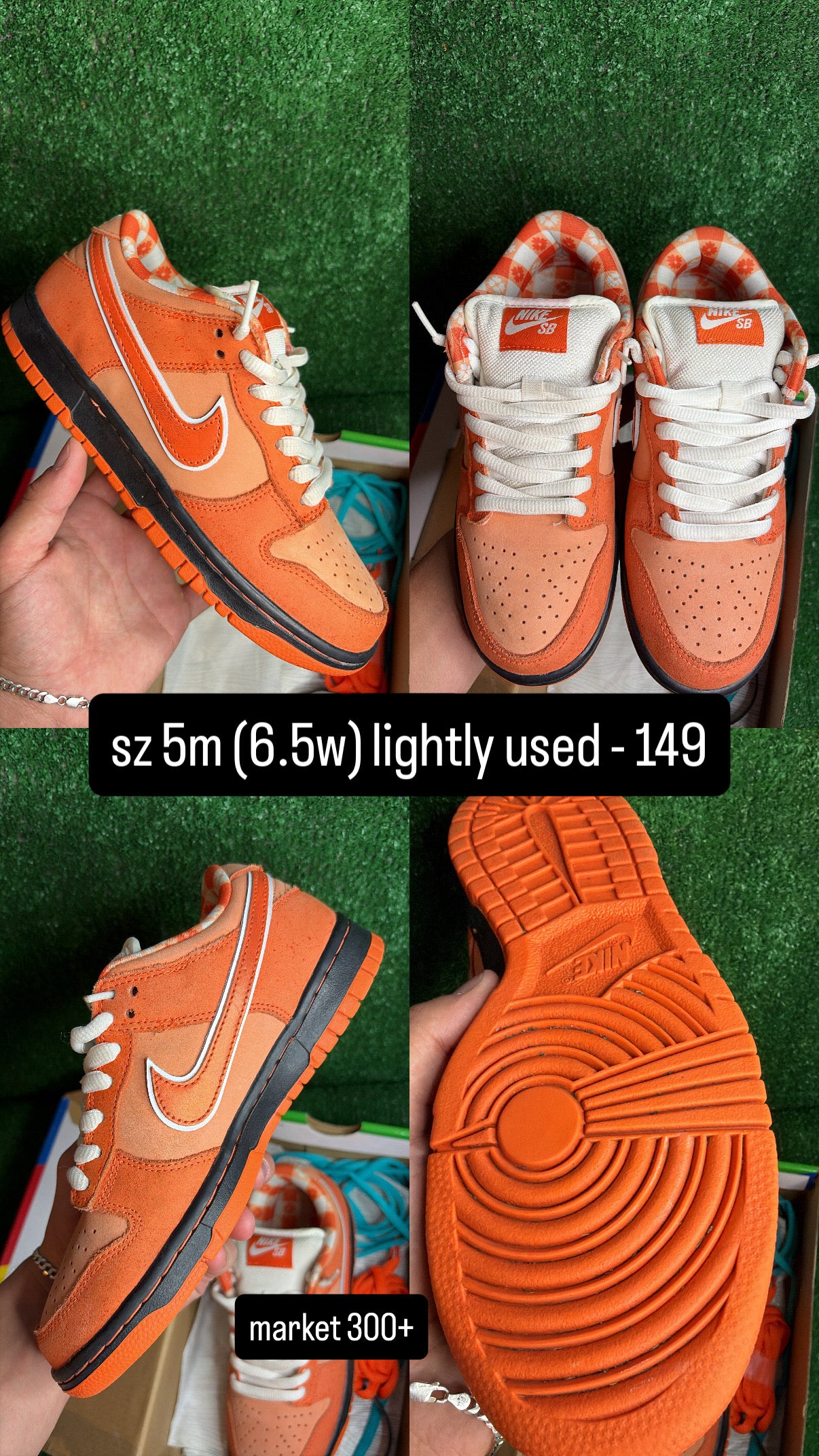 Nike Dunk Low Orange Lobster Size 5m (6.5w)