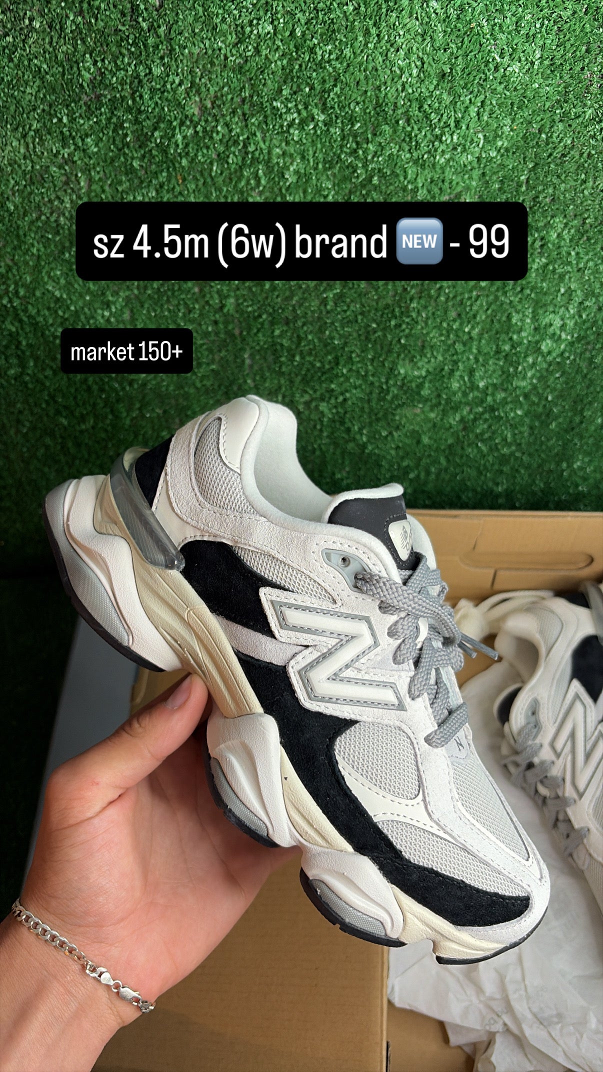 New Balance 9060 Grey Jet Black Size 4.5m (6w)
