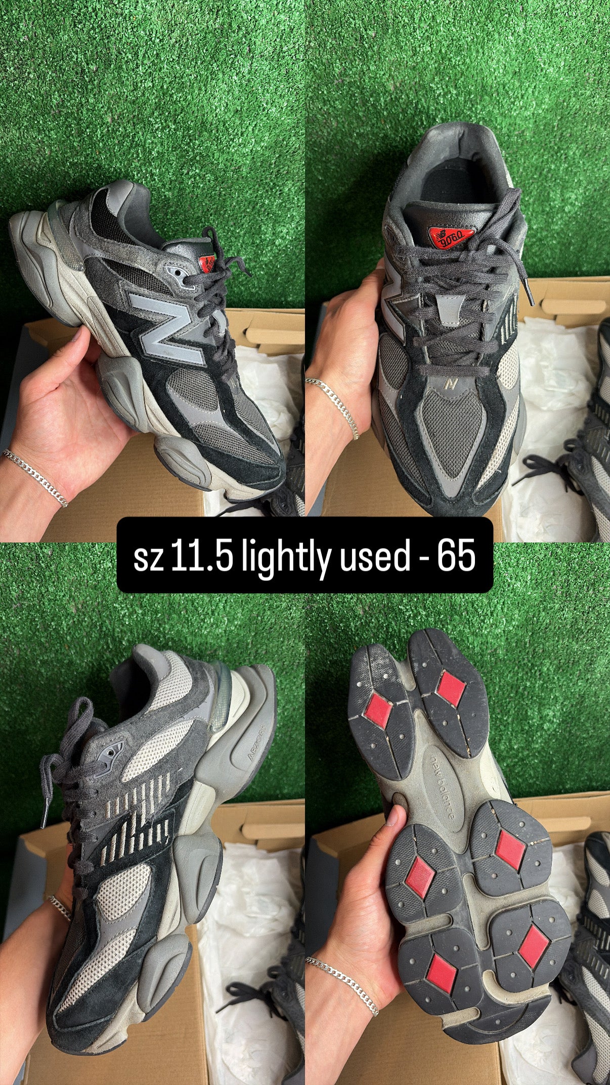 New Balance 9060 Black Castlerock Size 11.5