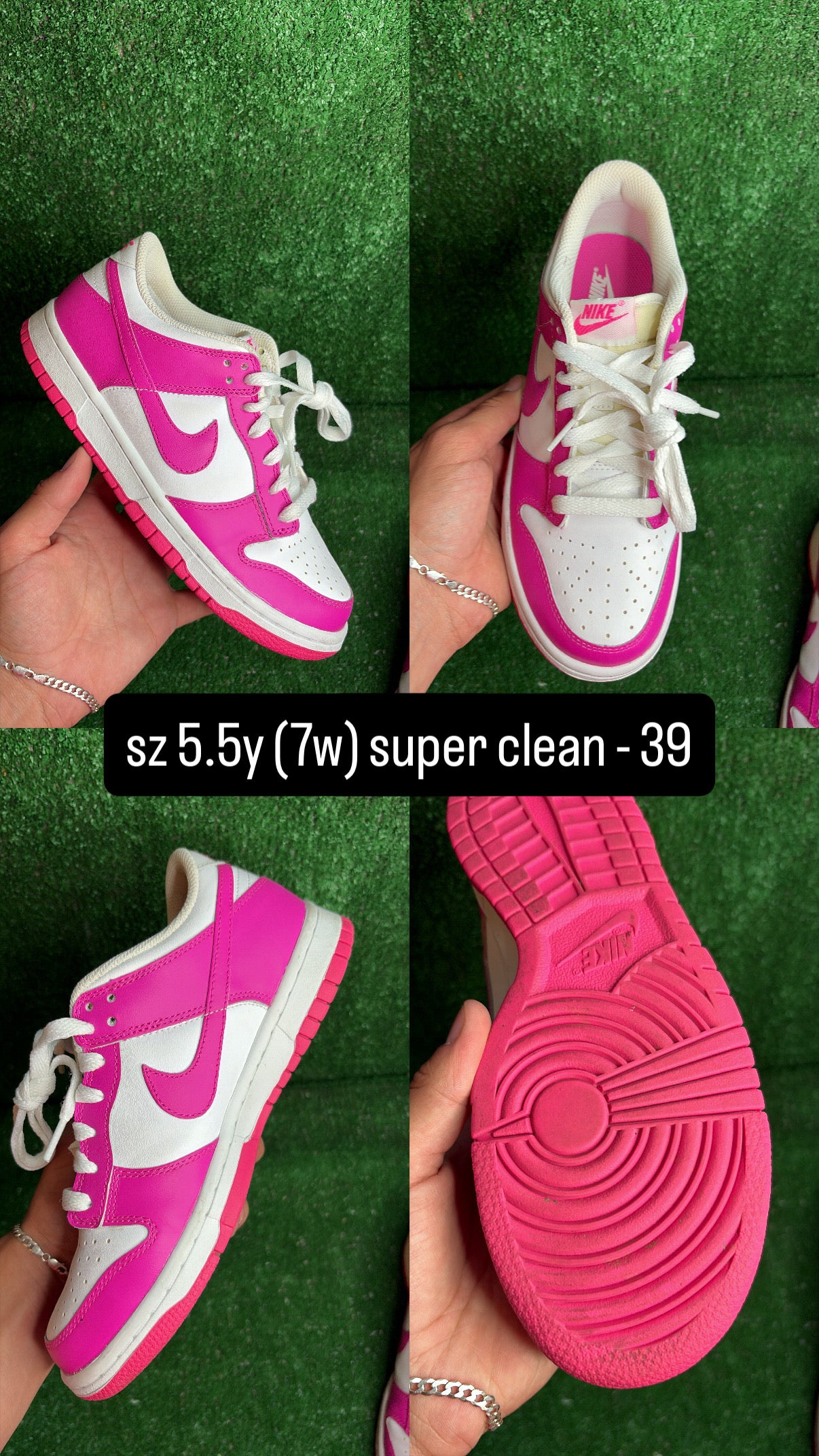 Nike Dunk Low Laser Fuchsia Size 5.5y (7w)
