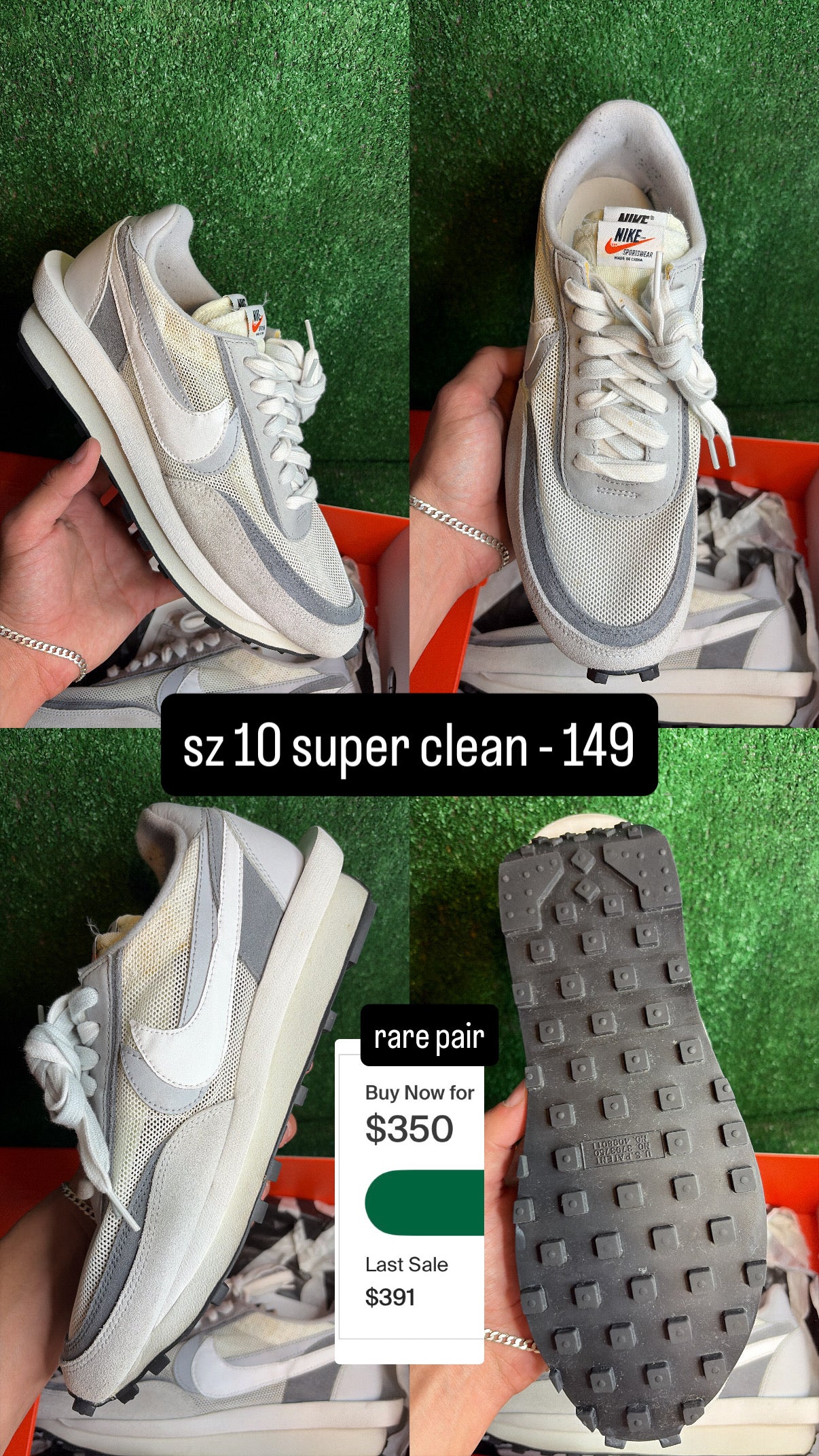 Nike Sacai LD Waffle Summit White Size 10
