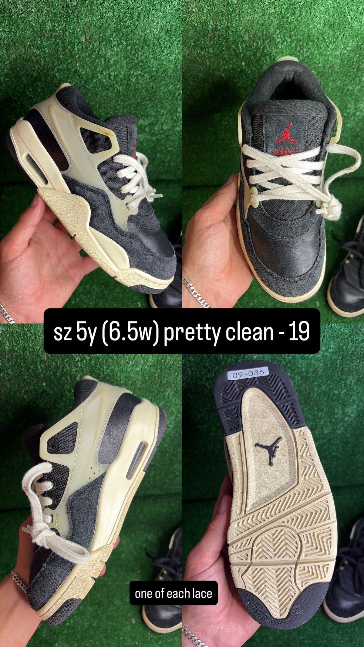 Jordan 4 RM Black Tan Size 5y (6.5w)