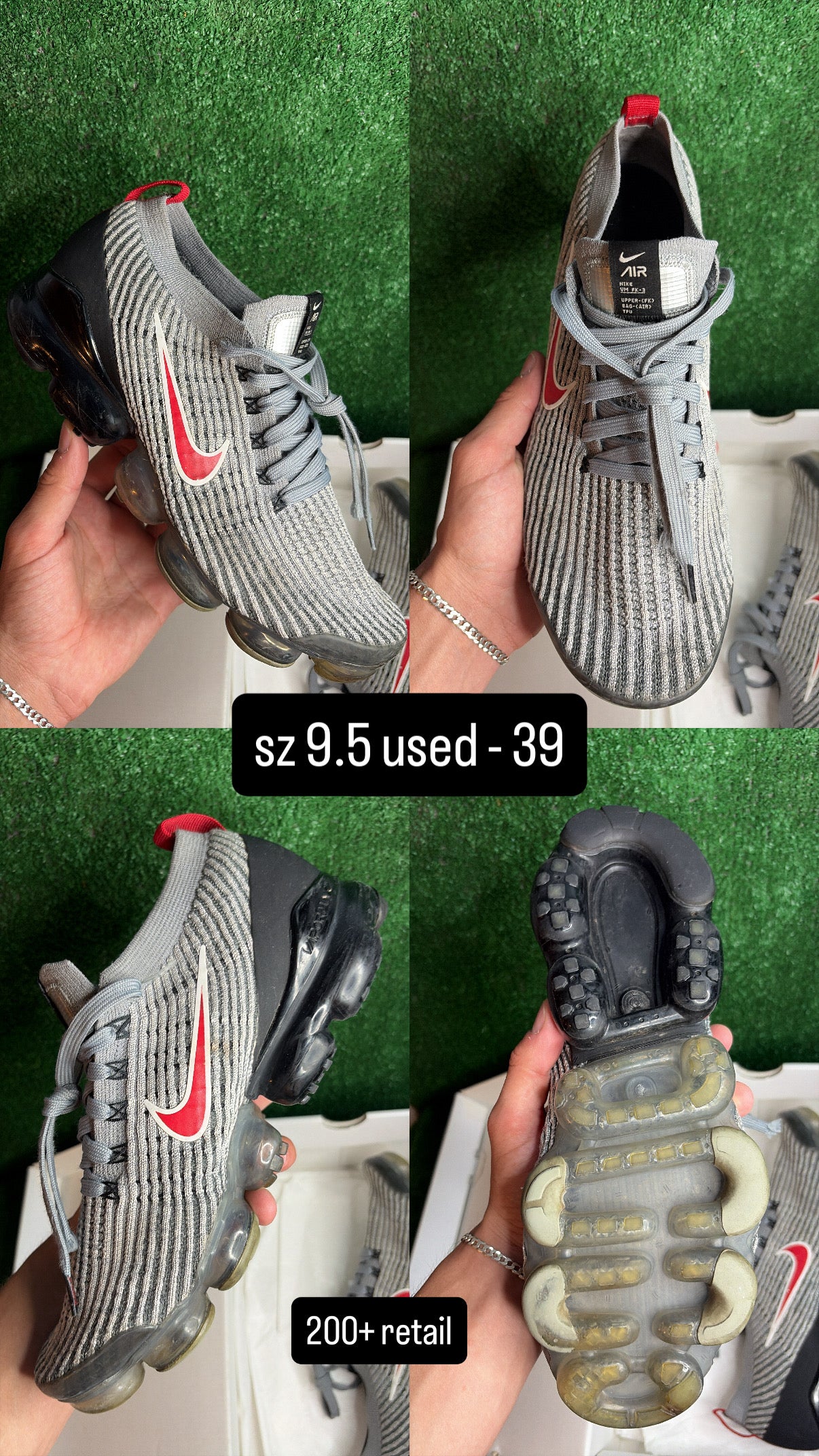 Nike Vapormax Plus Red Grey Black Size 9.5