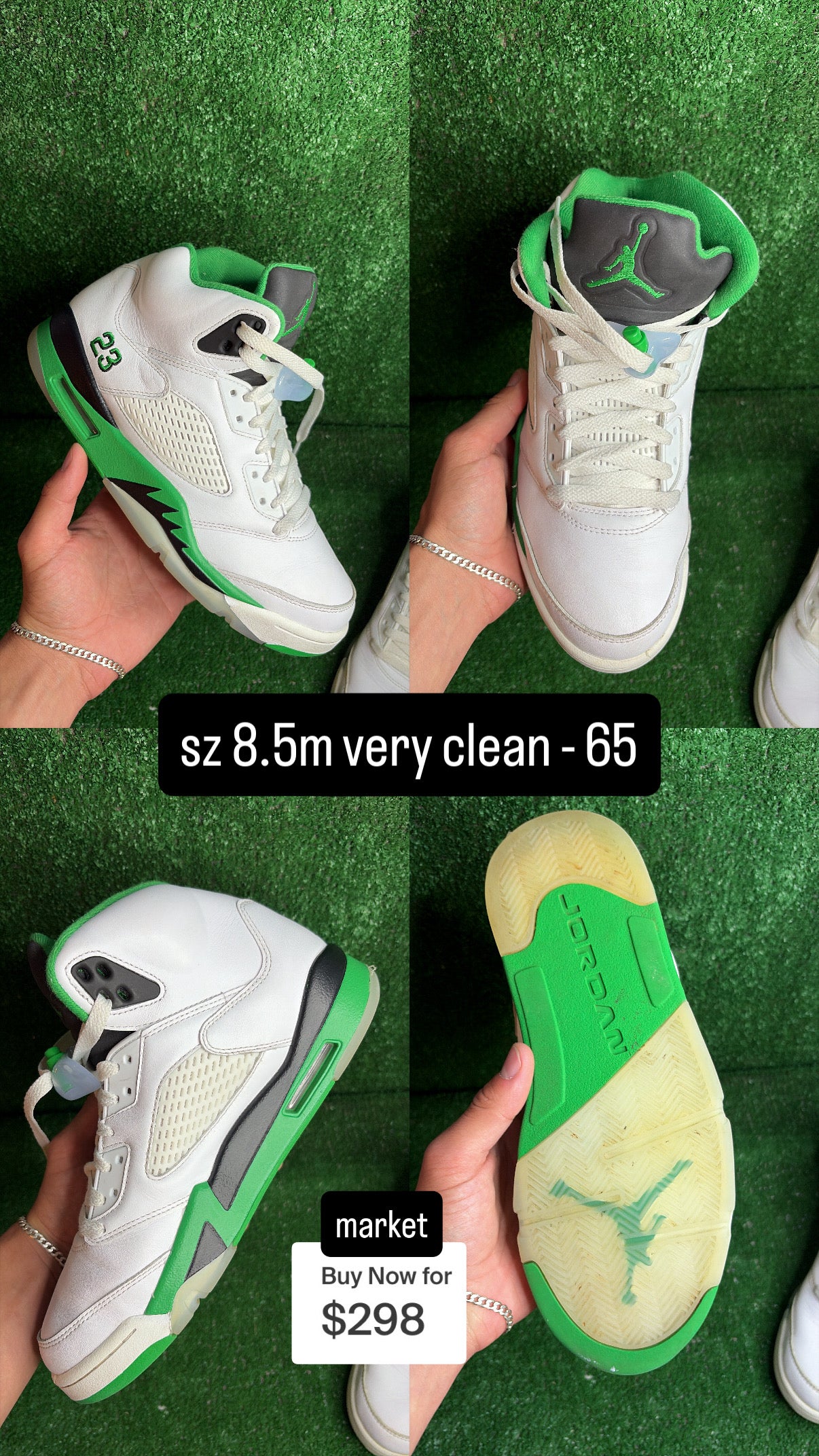 Jordan 5 Lucky Green Size 8.5m