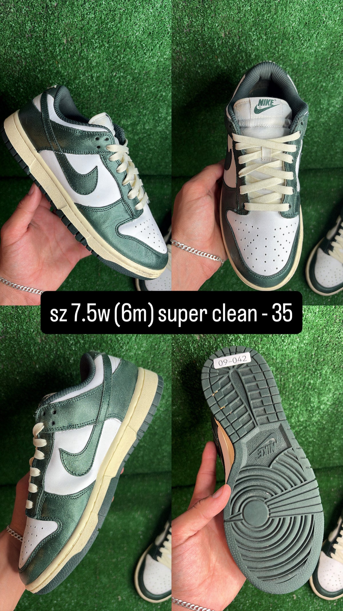 Nike Dunk Low Vintage Green Size 6m (7.5w)