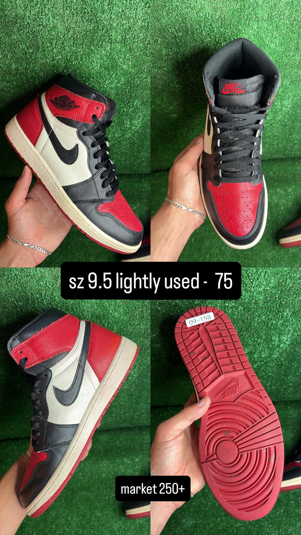 Jordan 1 Bred Toe Size 9.5