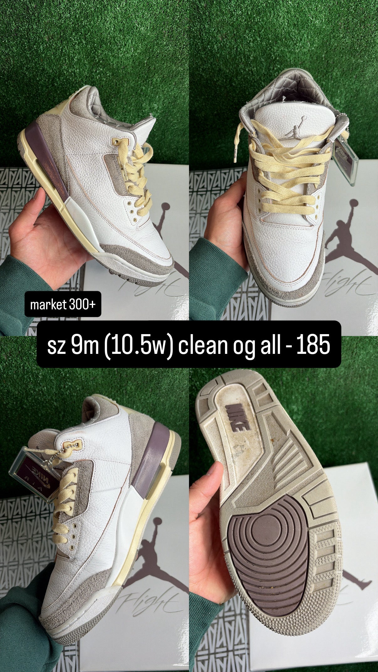 Jordan 3 A Ma Maniere White Size 9m