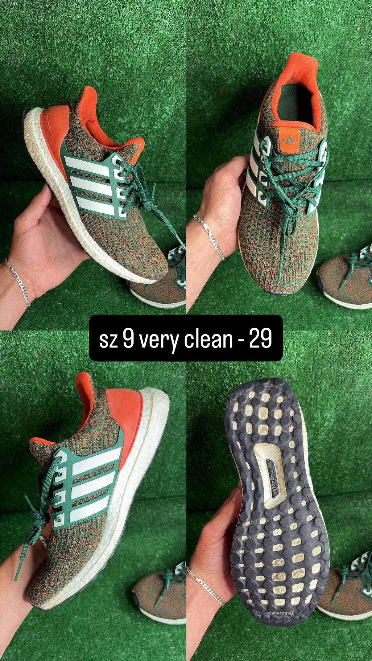 Adidas Ultraboost 4.0 Miami Hurricanes Size 9
