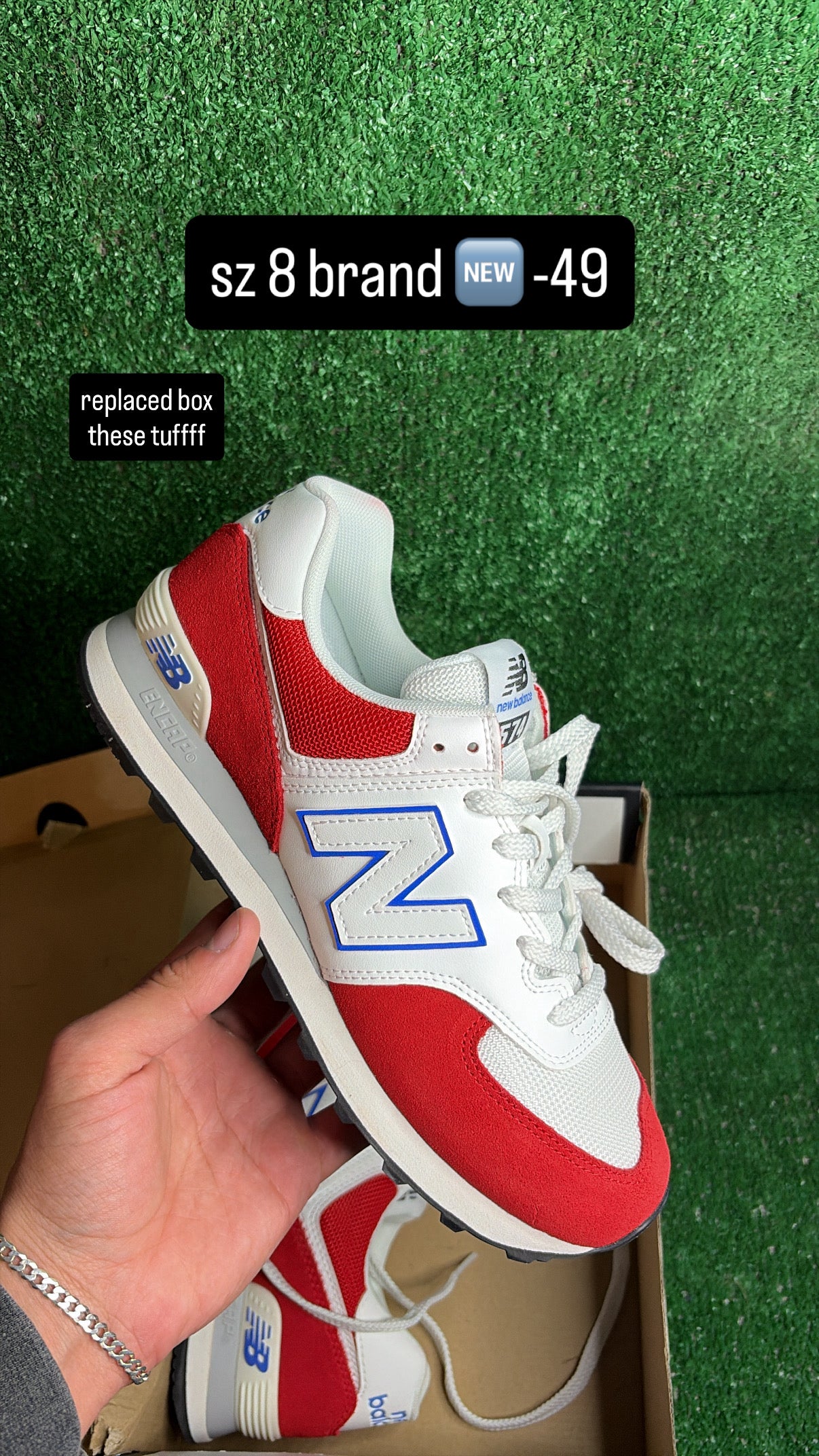 New Balance 574 Red White USA Size 8