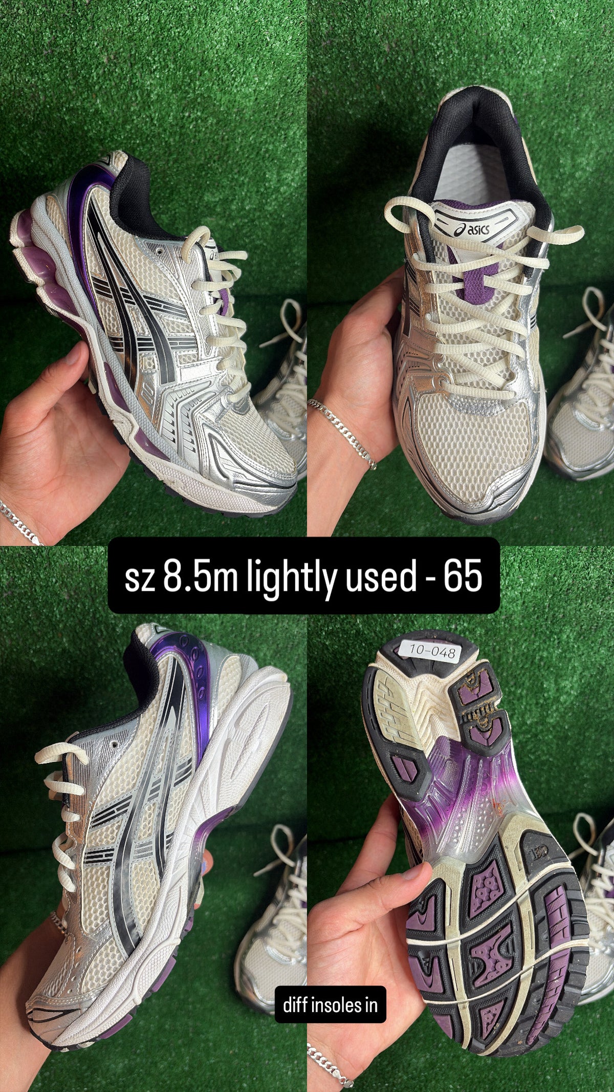 Asics Gel Kayano 14 White Dark Grape Size 8.5