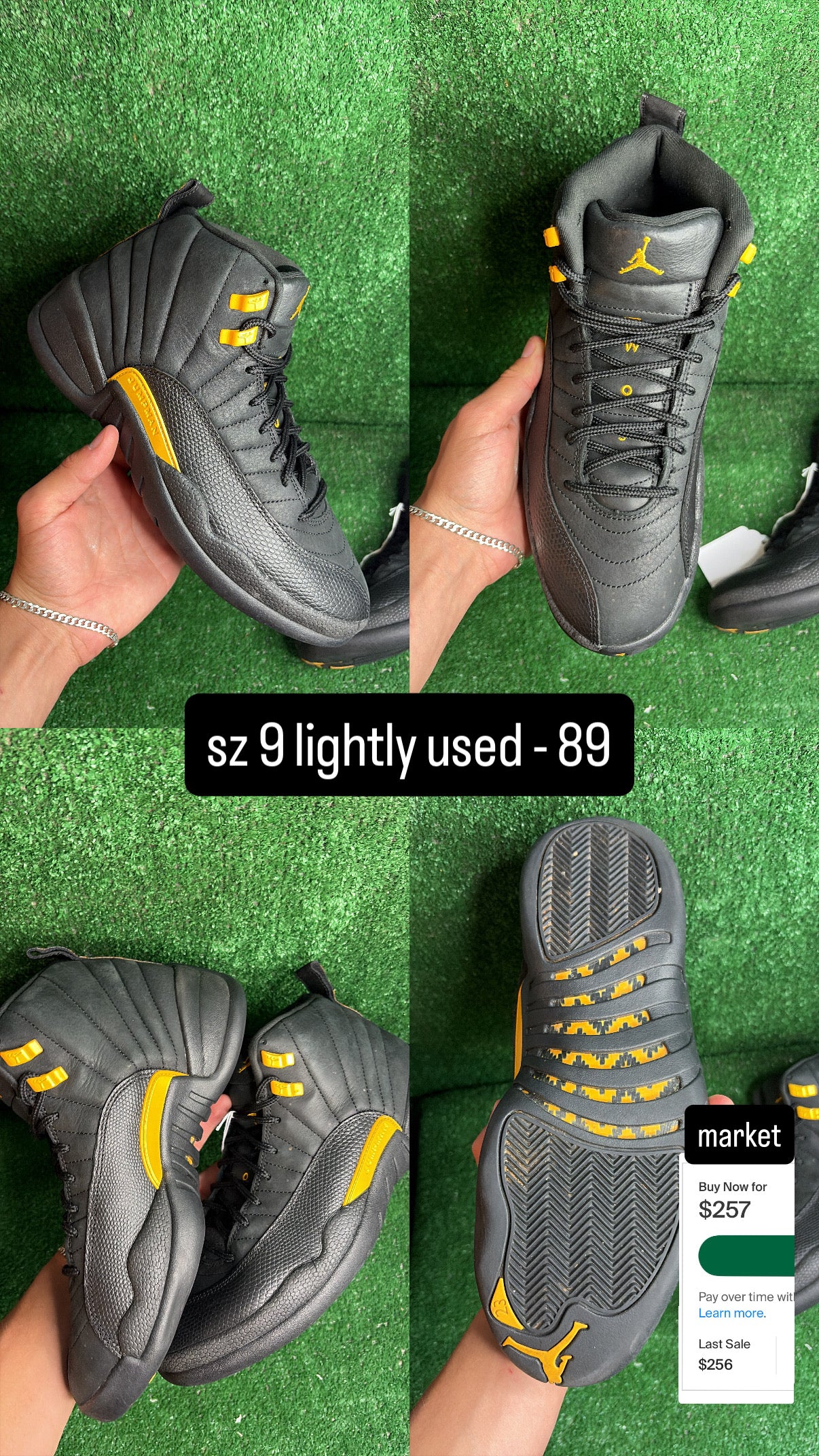 Jordan 12 Black Taxi Size 9