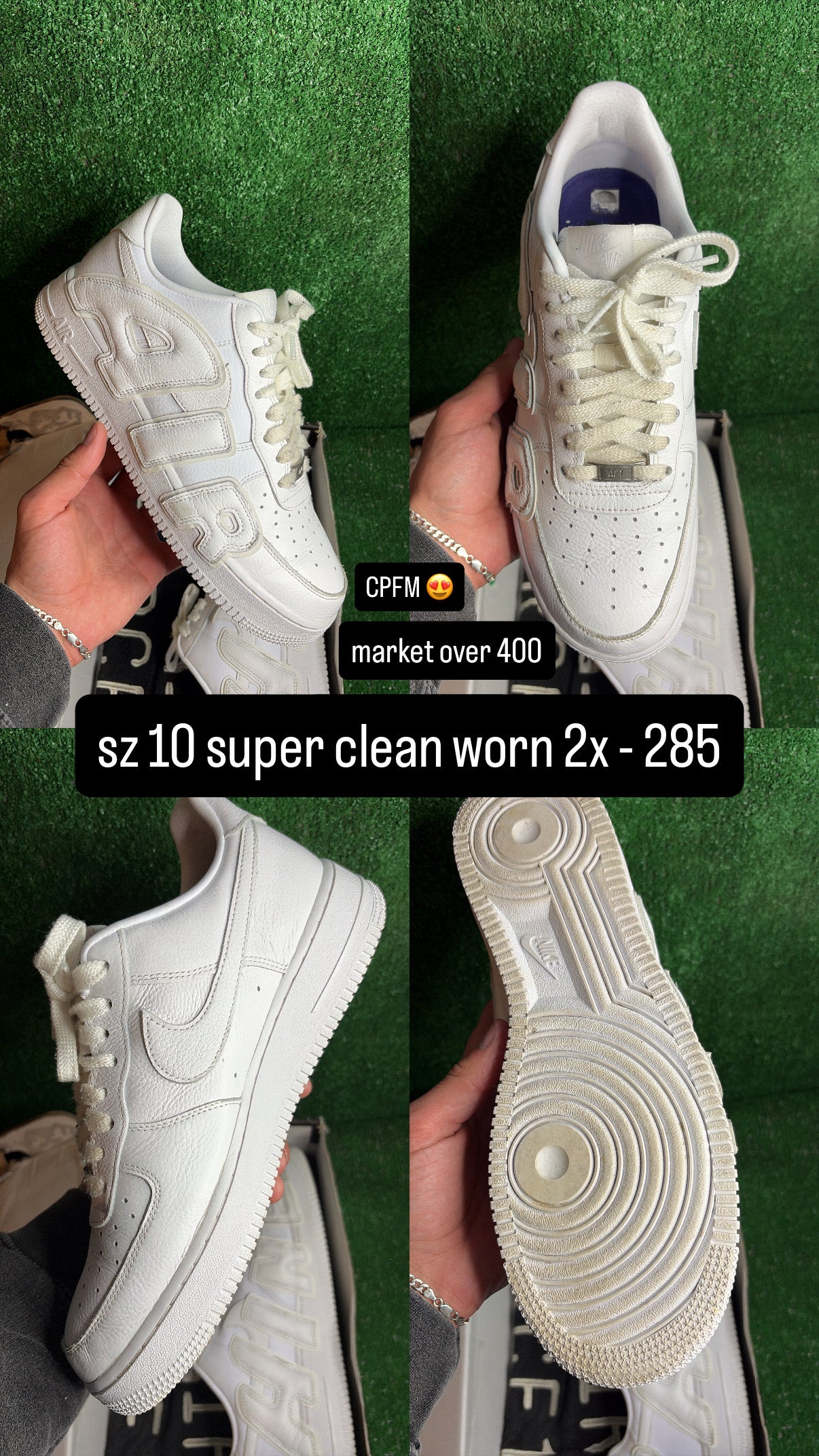 CPFM Air Force 1 Low White Size 10