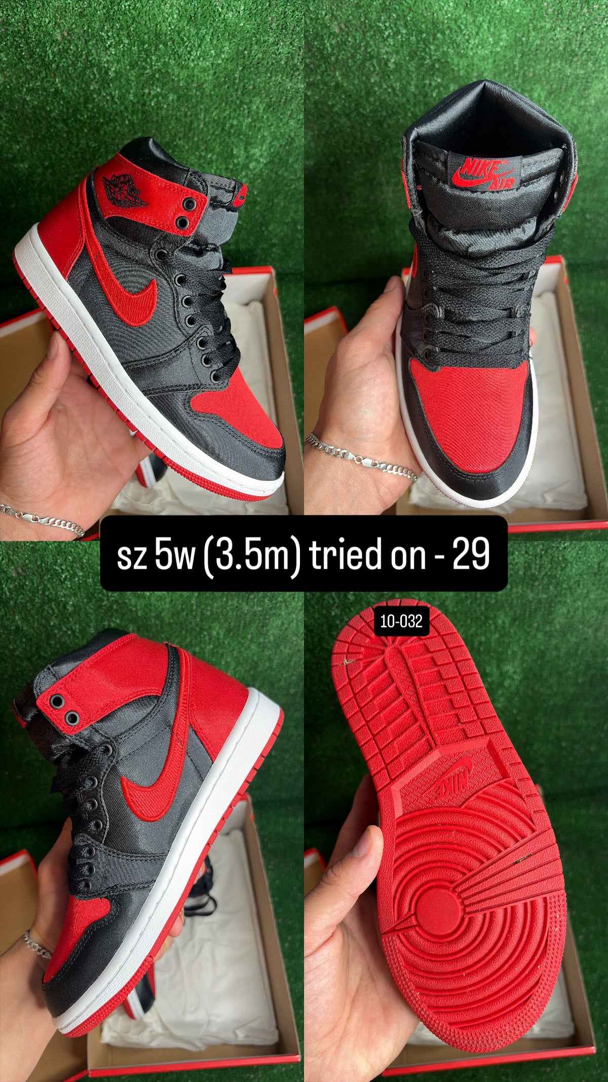 Jordan 1 High Satin Bred Size 3.5m (5w)