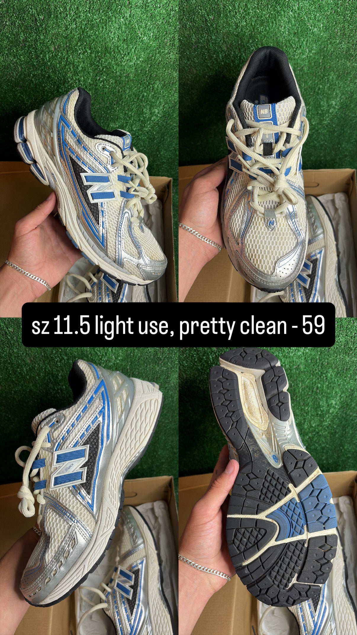 New Balance 1906R Silver Metallic Blue Size 11.5