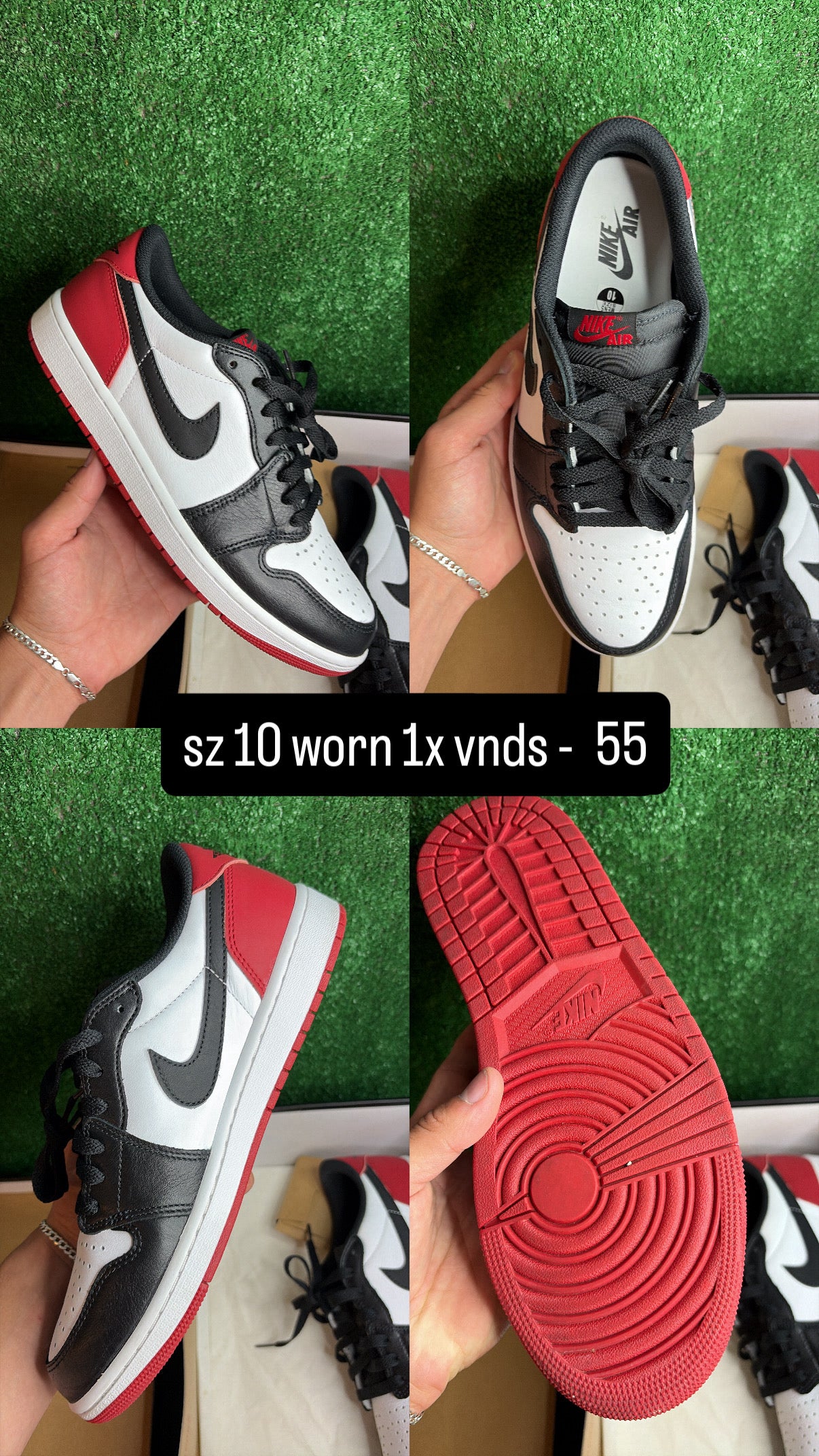 Jordan 1 Low Black Toe Size 10