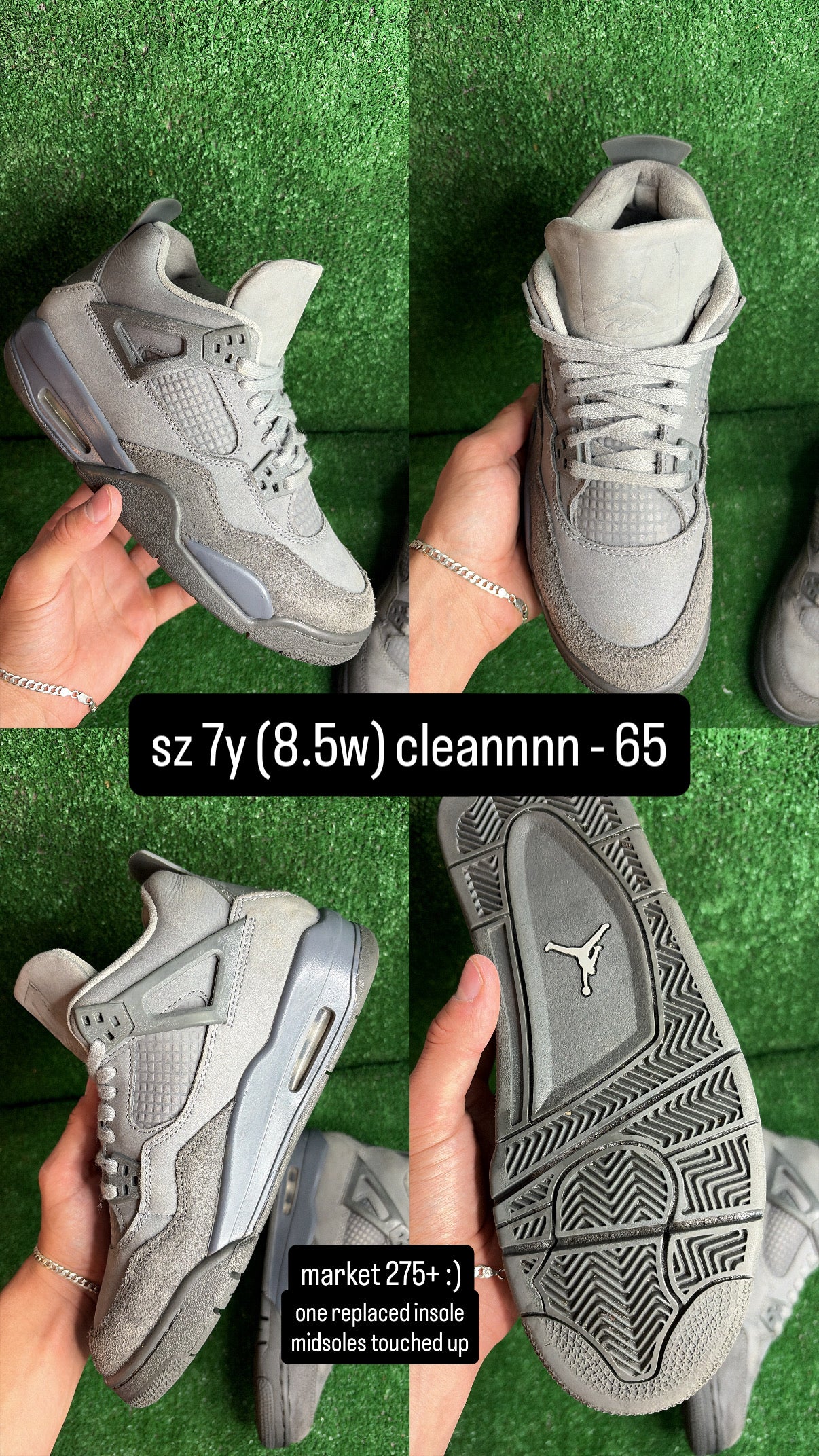 Jordan 4 Wet Cement Size 7y (8.5w)