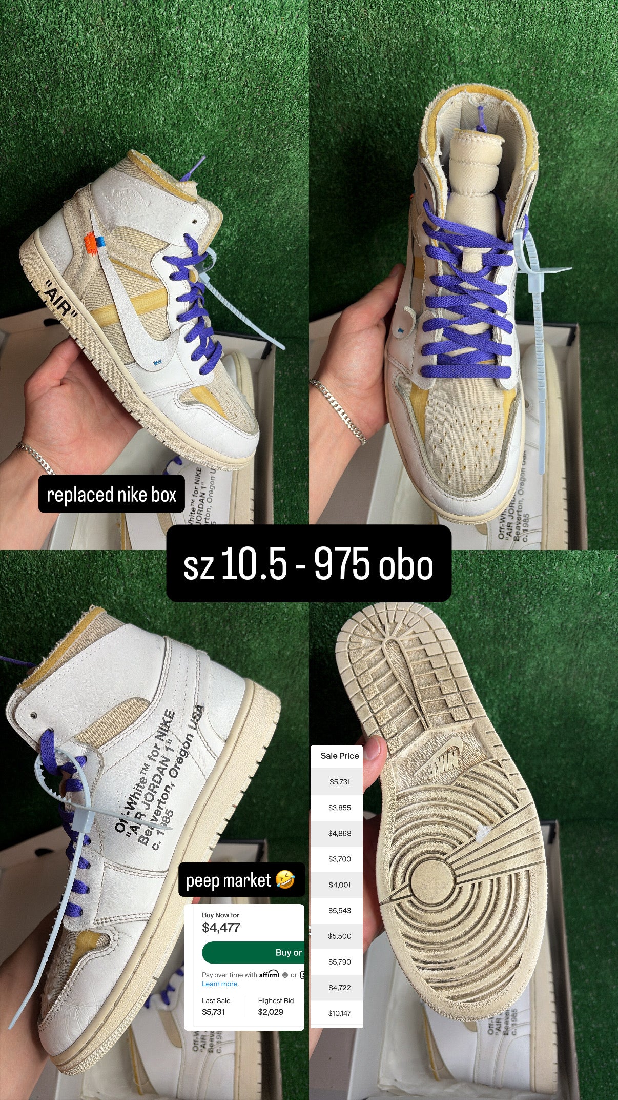 Jordan 1 Off White Euro Size 10.5 (2018)