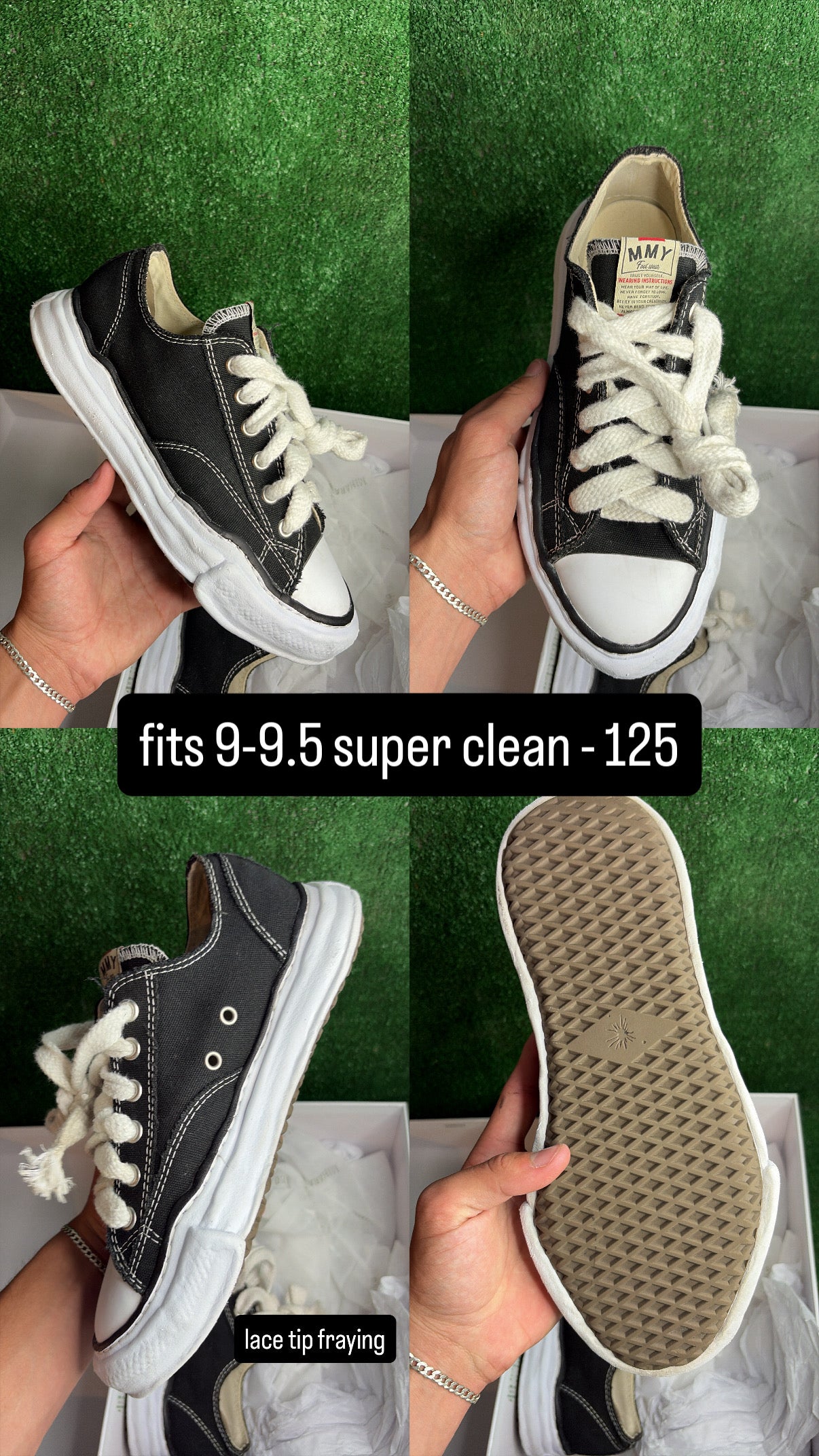 Mason Mihara Yasuhiro OG Sole Canvas Low Black White Size 9