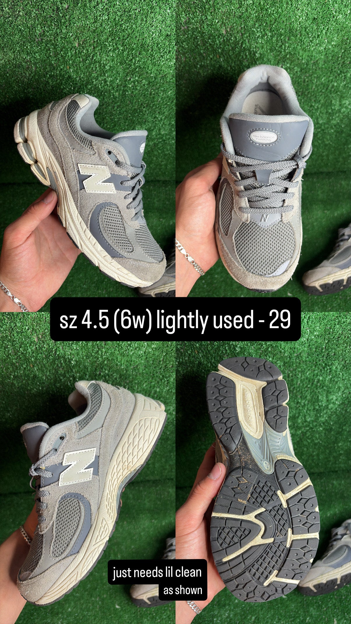 New Balance 2002r Grey White Size 4.5 (6w)