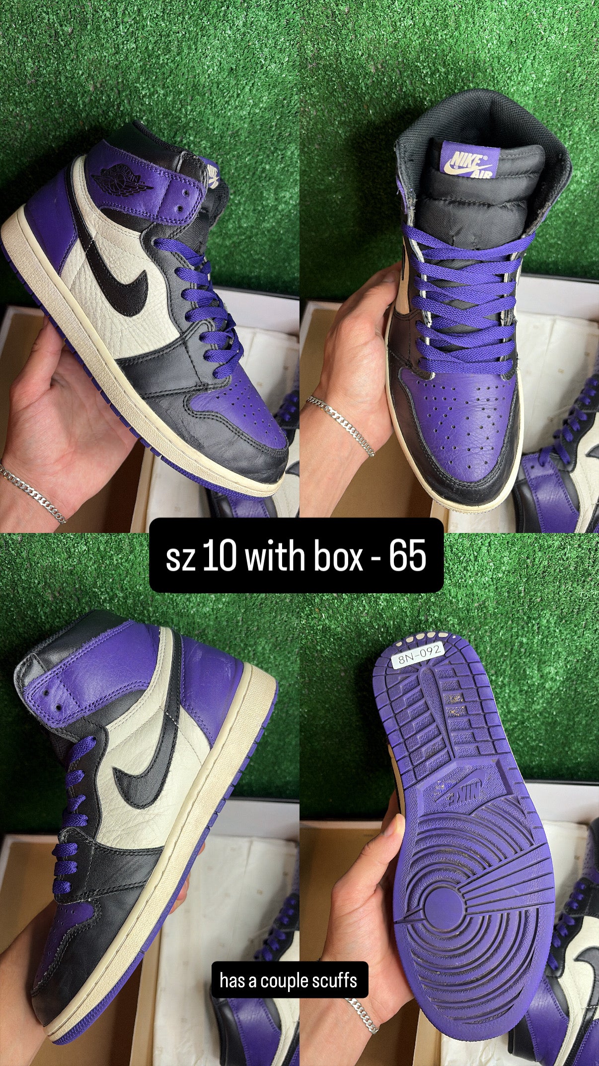 Jordan 1 Court Purple Size 10