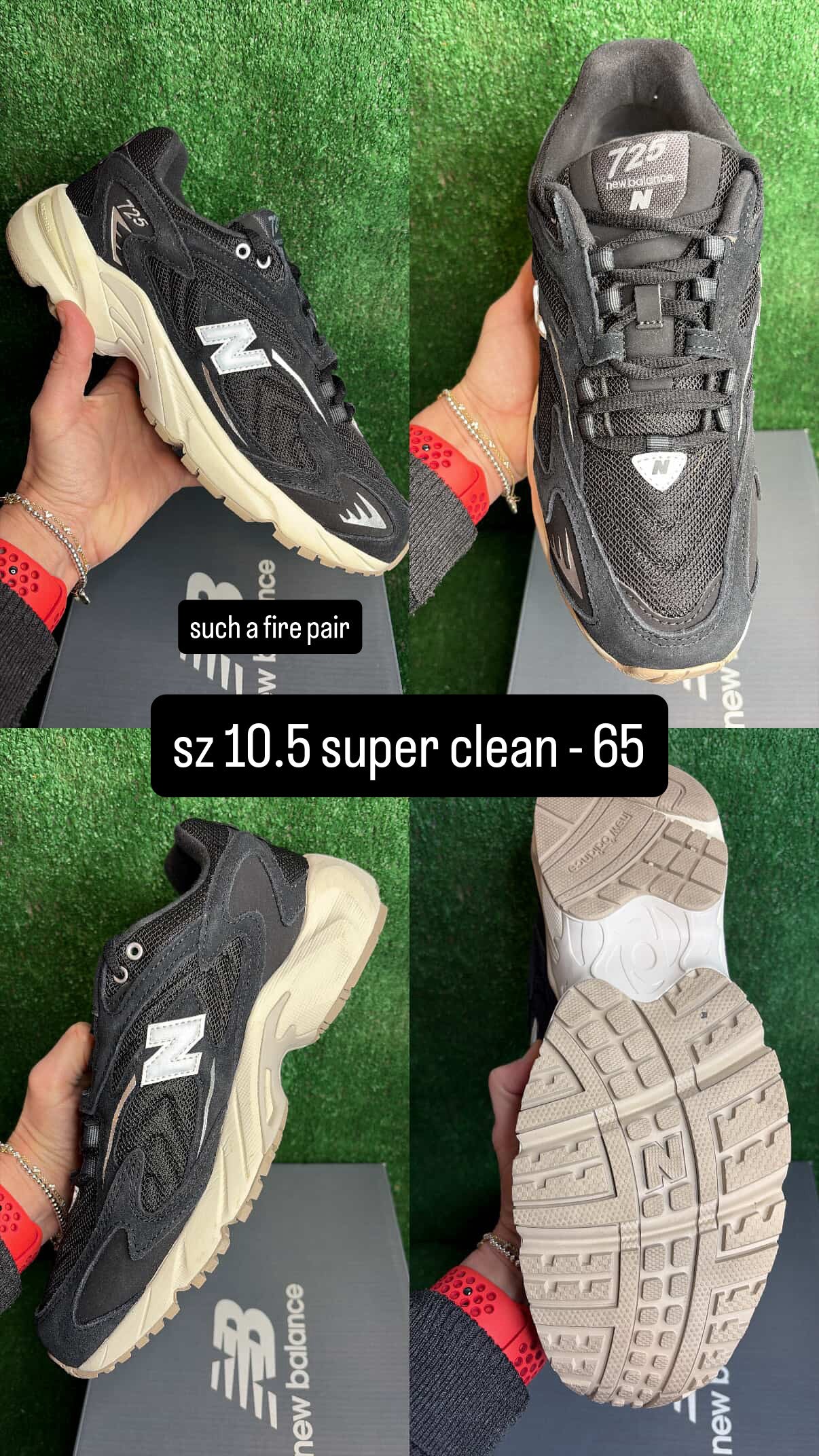 New Balance 725 Black Tan Size 10.5