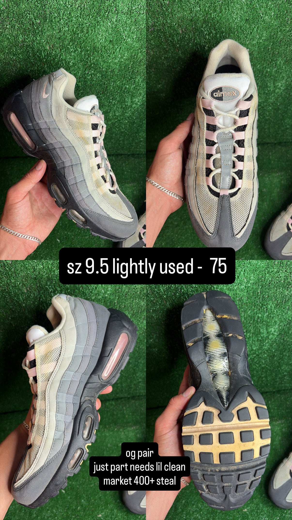 Nike Air Max 95 Light Gunsmoke Pink Size 9.5