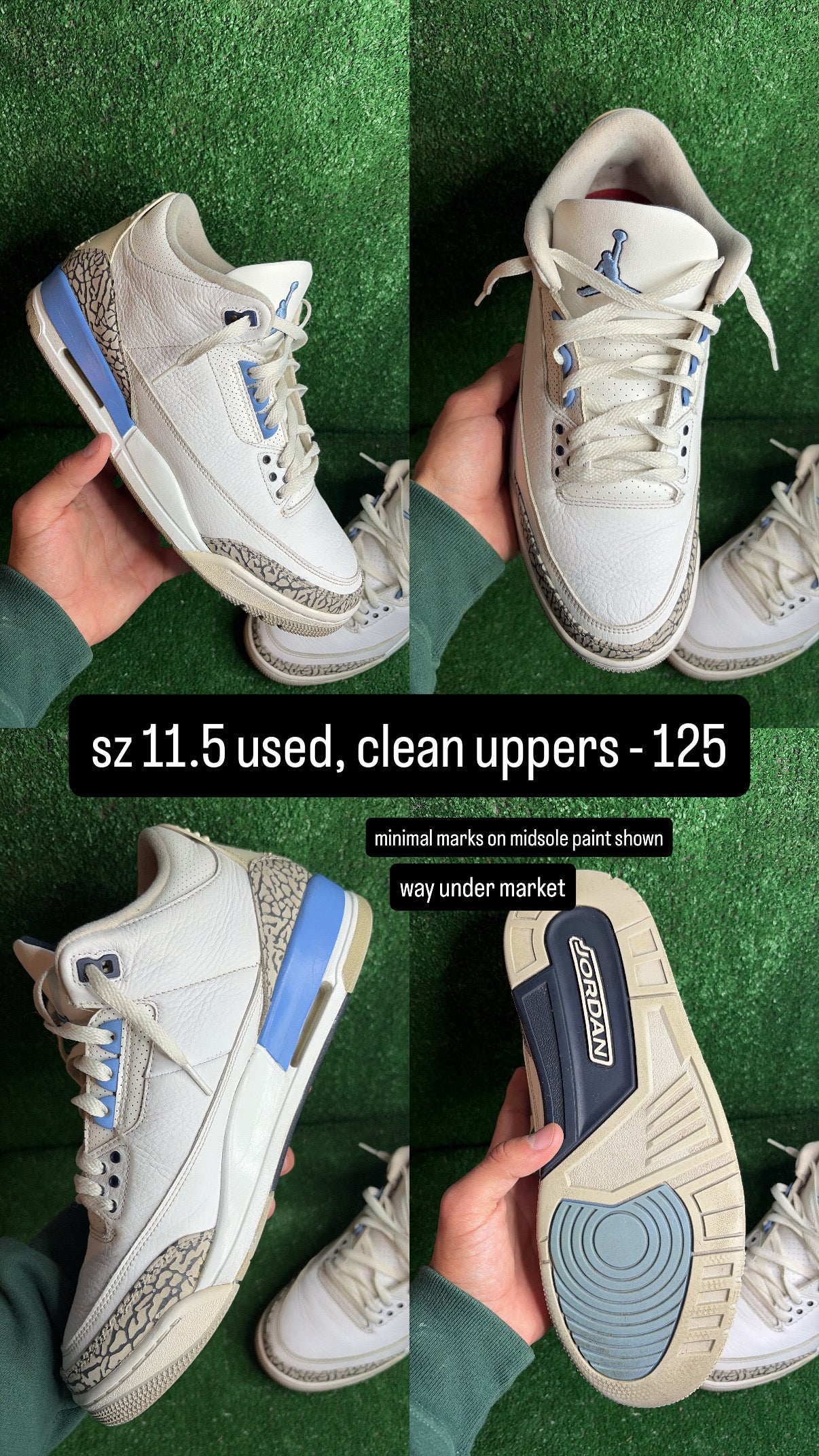 Jordan 3 UNC Size 11.5