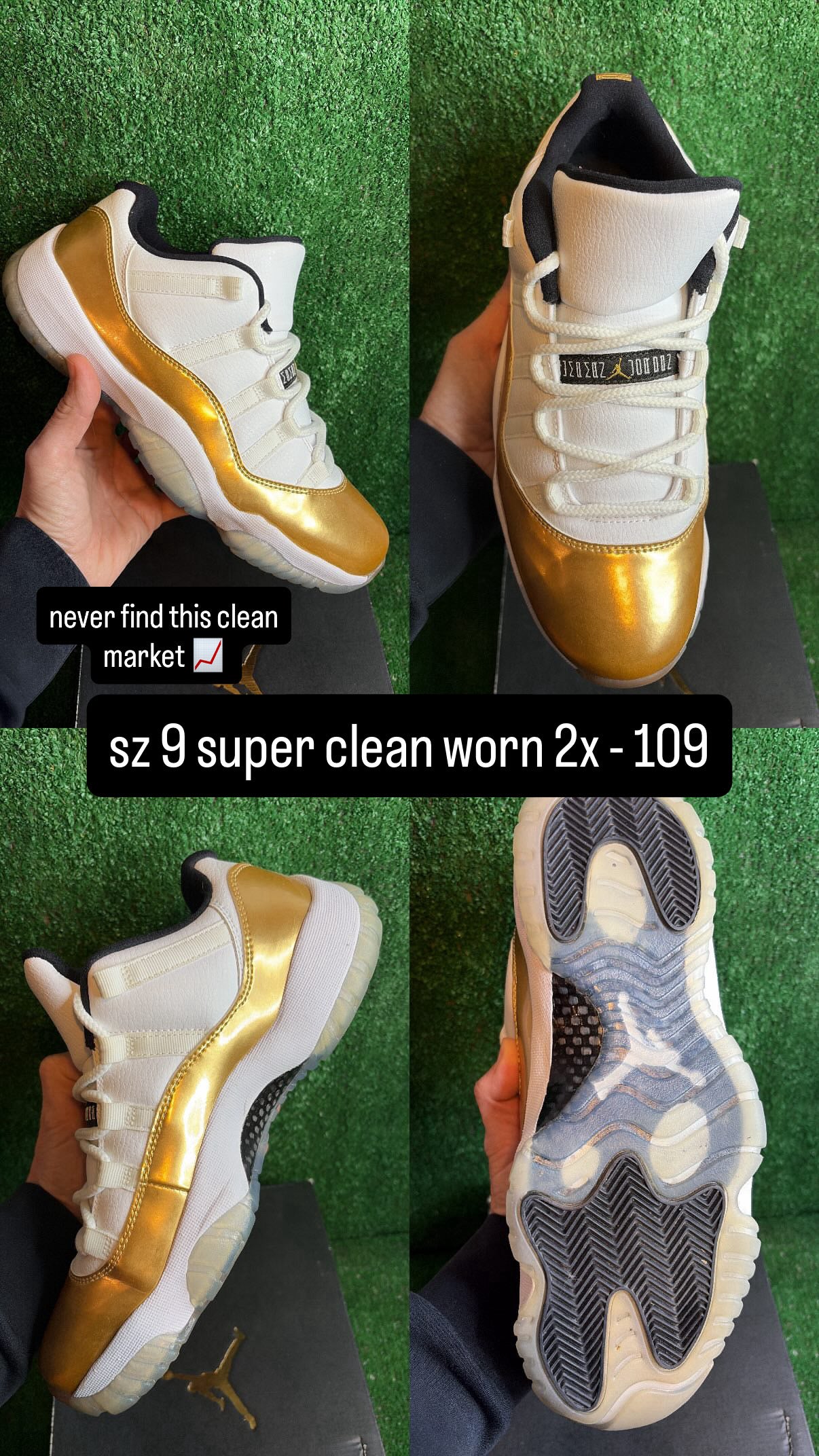 Jordan 11 Low Gold Closing Ceremony Size 9