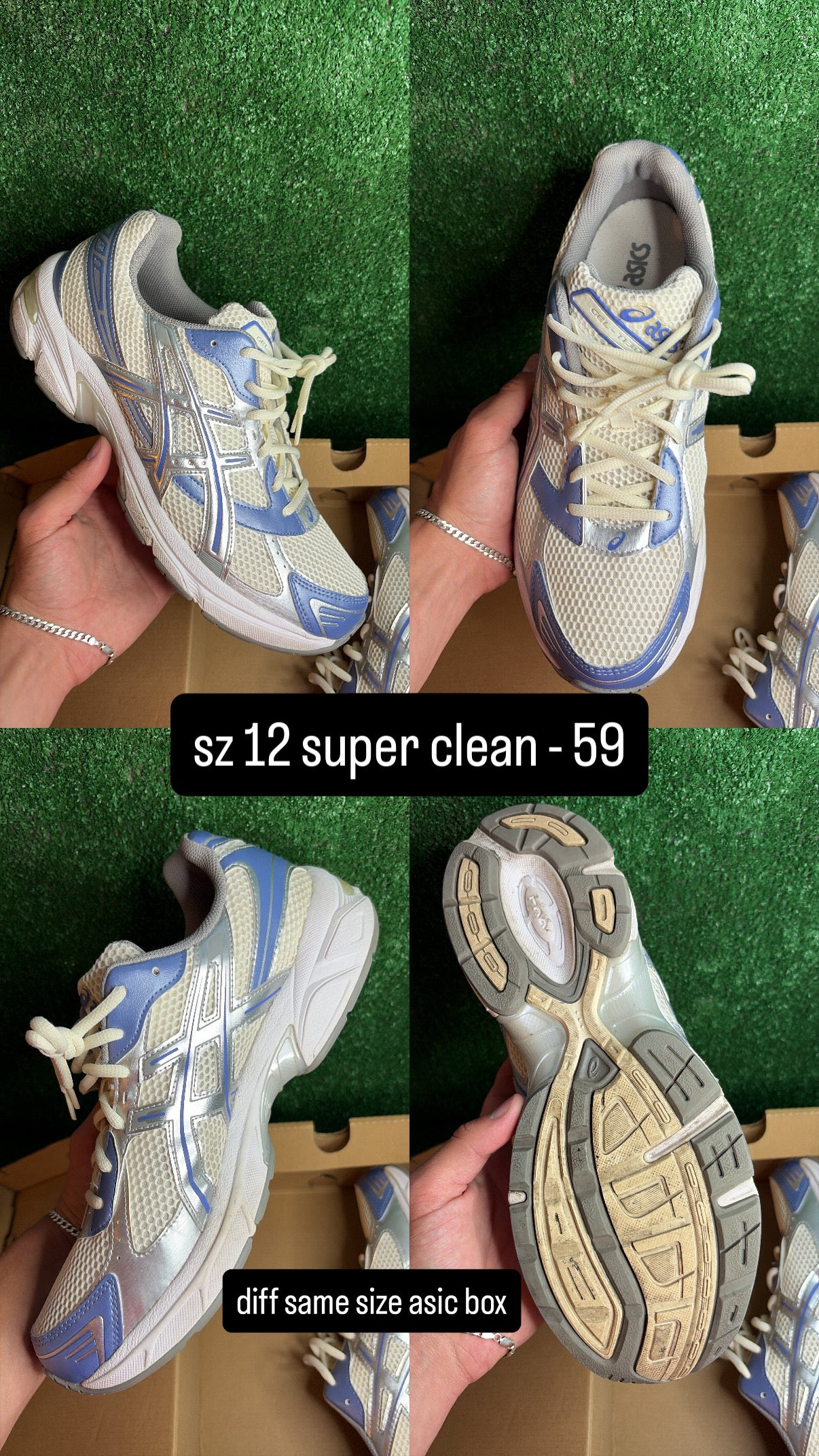 Asics 1130 Cream Blueberry Size 12