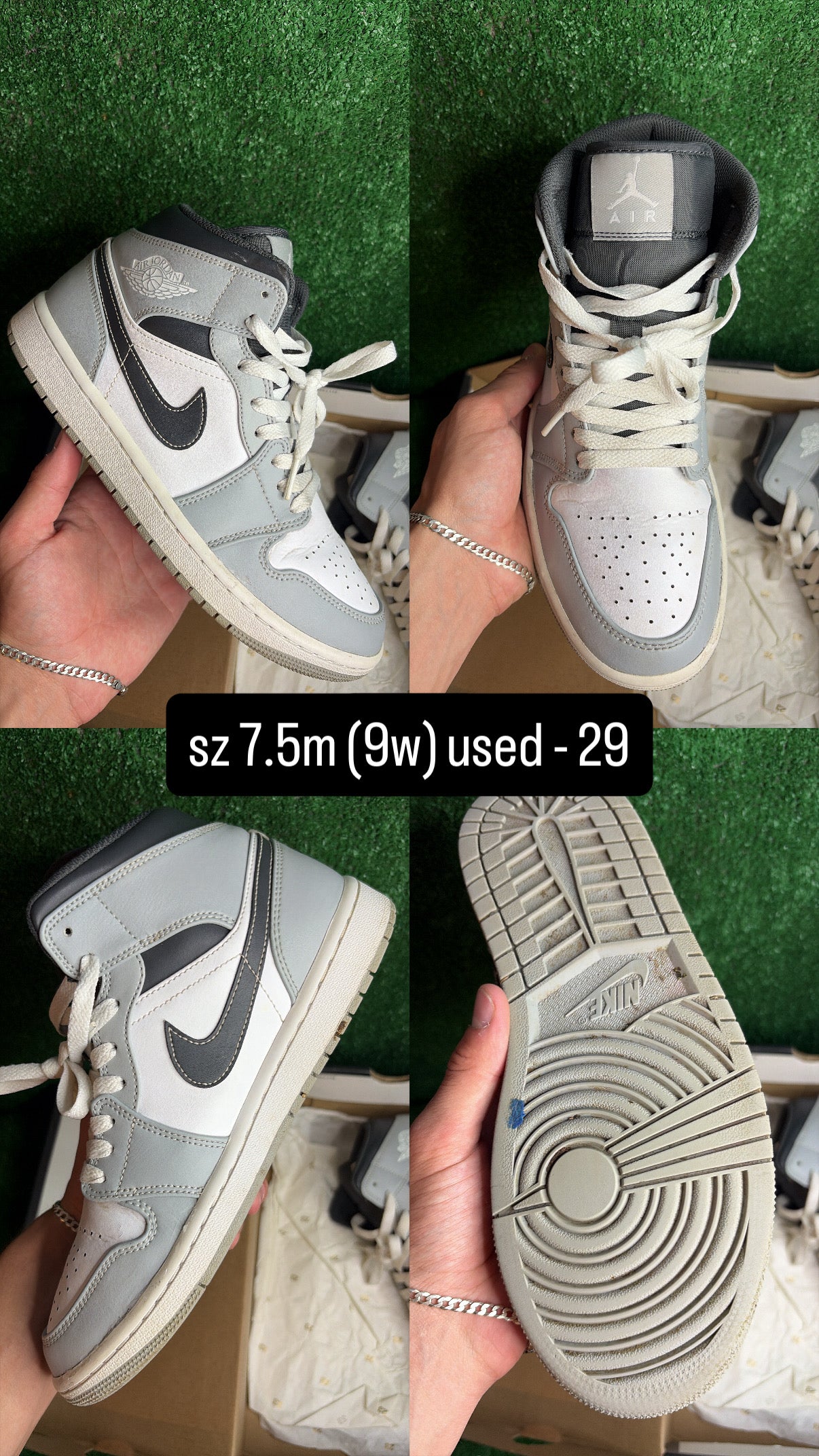 Jordan 1 Mid Smoke Grey Size 7.5m (9w)