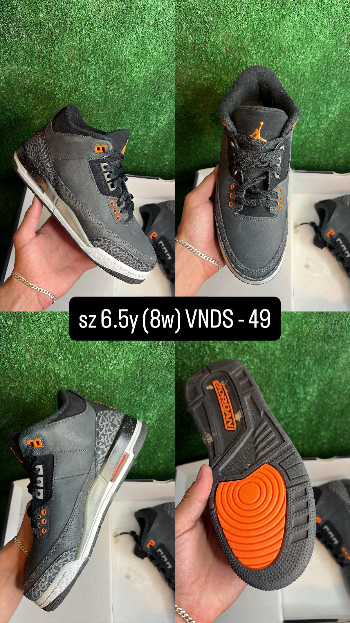 Jordan 3 Fear Size 6.5y (8w)