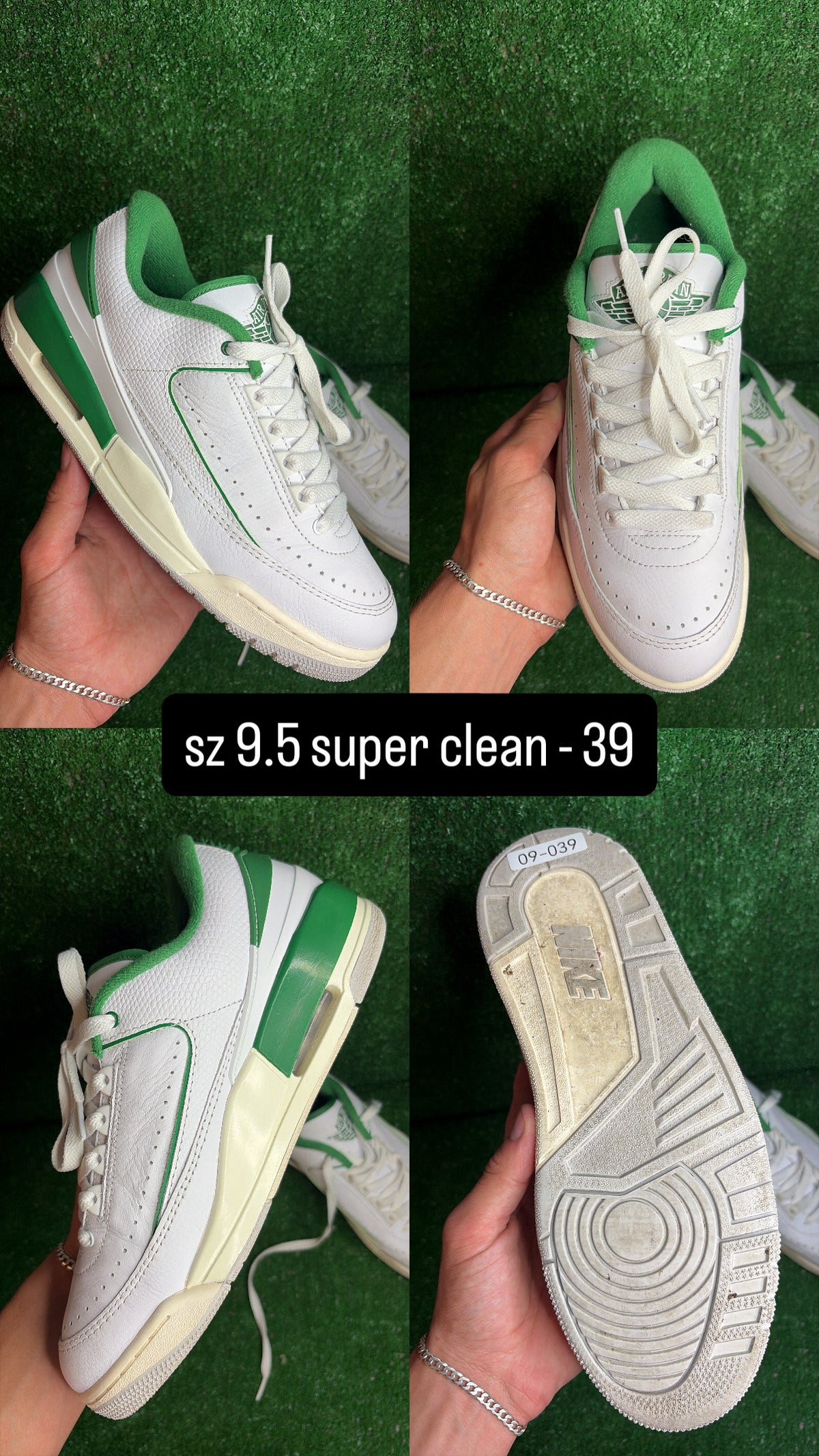 Jordan 2 Low Lucky Green Size 9.5
