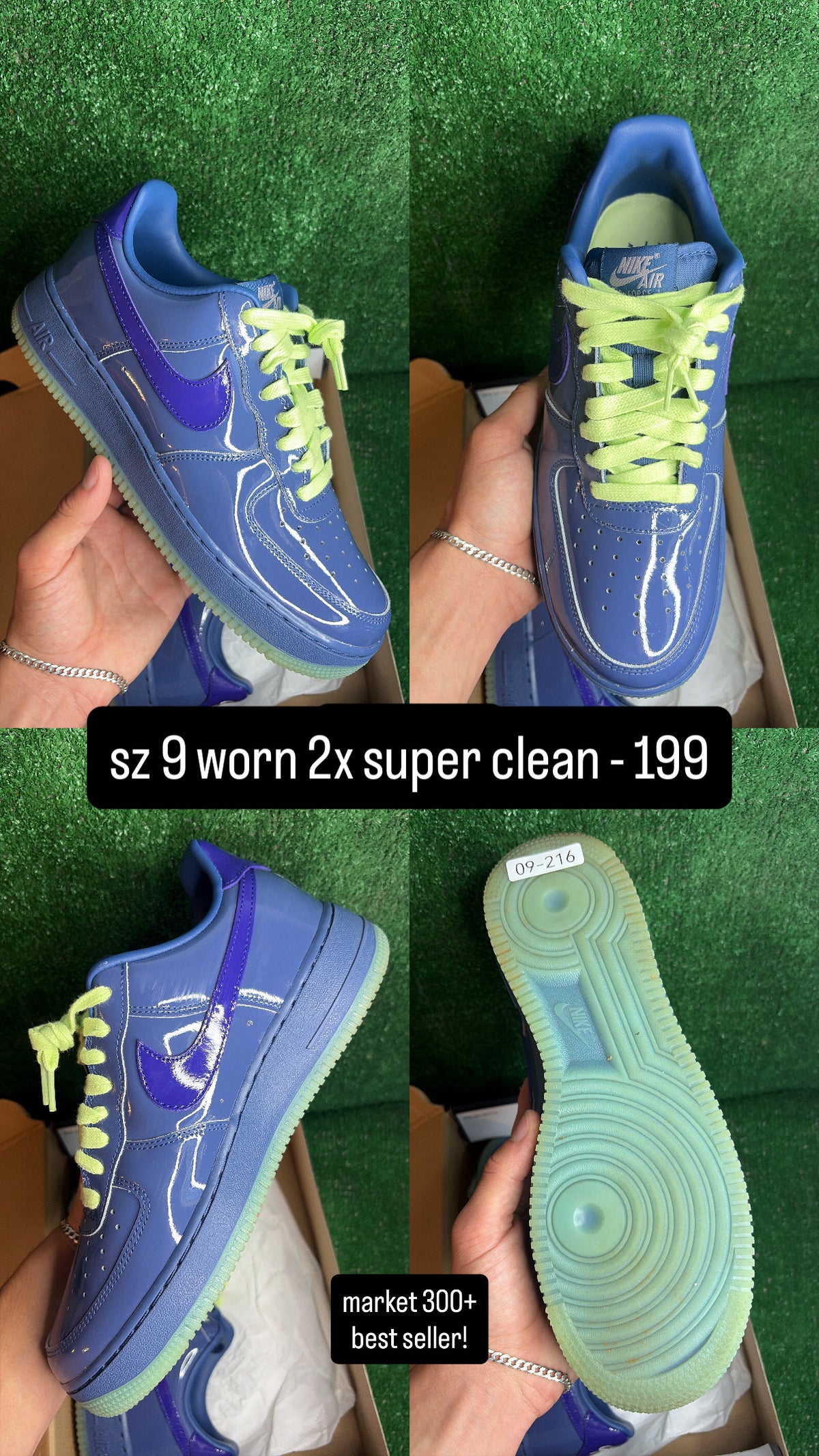 Nike Air Force 1 Low Patent Leather Mystic Navy Grape Ice Size 9