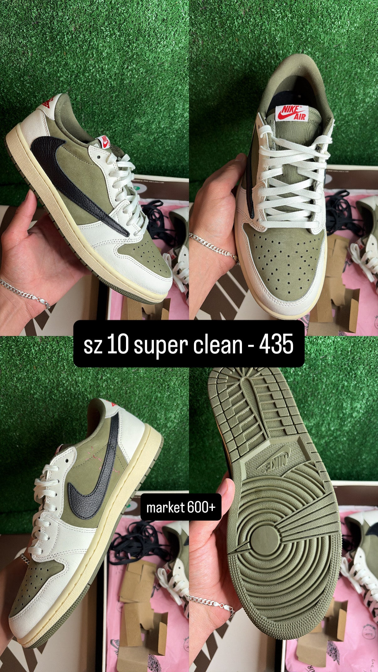Jordan 1 Low Travis Scott Medium Olive Size 10