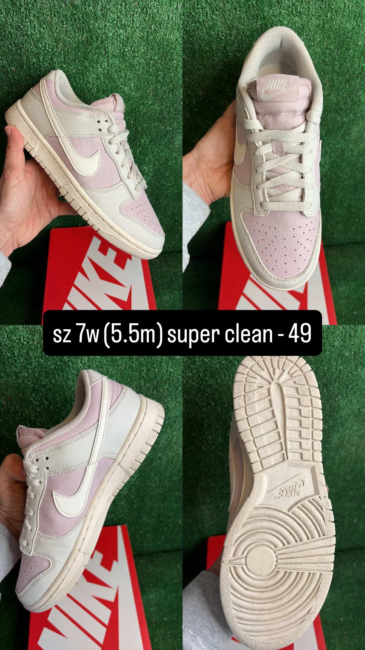 Nike Dunk Low Platinum Grey Pink Size 5.5m (7w)