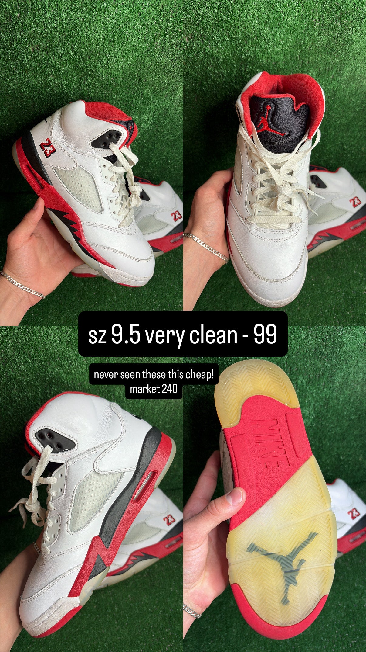 Jordan 5 Fire Red Size 9.5