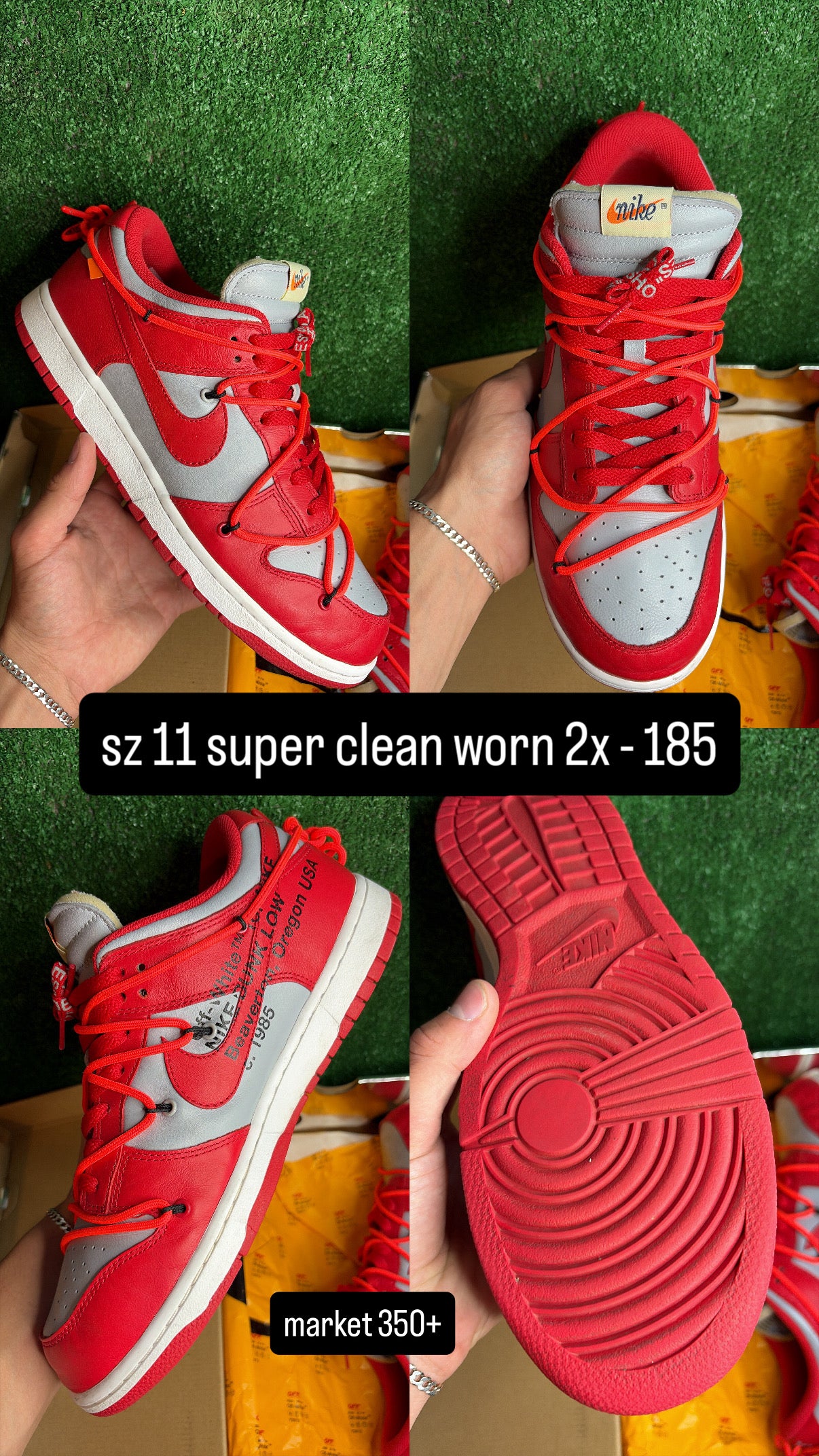 Nike Dunk Low Off White University Red Size 11