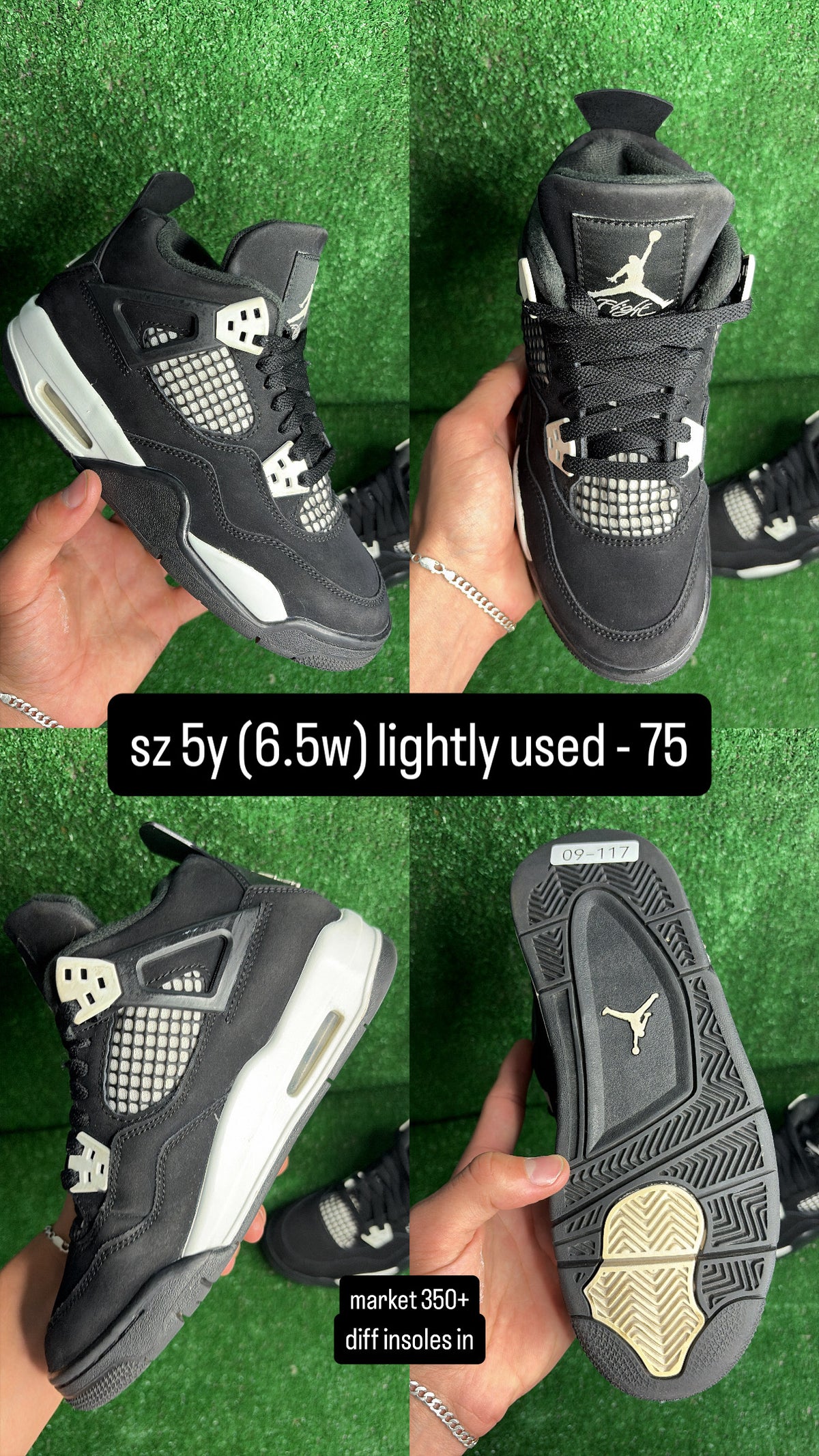 Jordan 4 White Thunder Size 5y (6.5w)